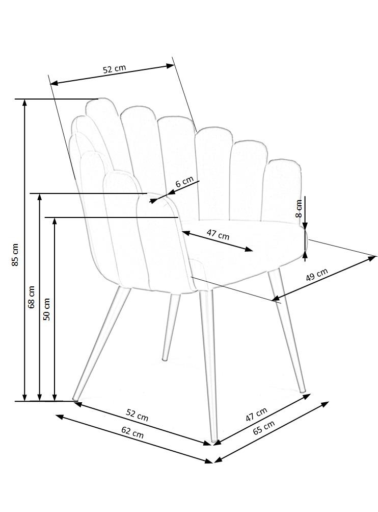 Scaun tapițat K410 - Catifea gri Židle k410 - Popelavá velvet