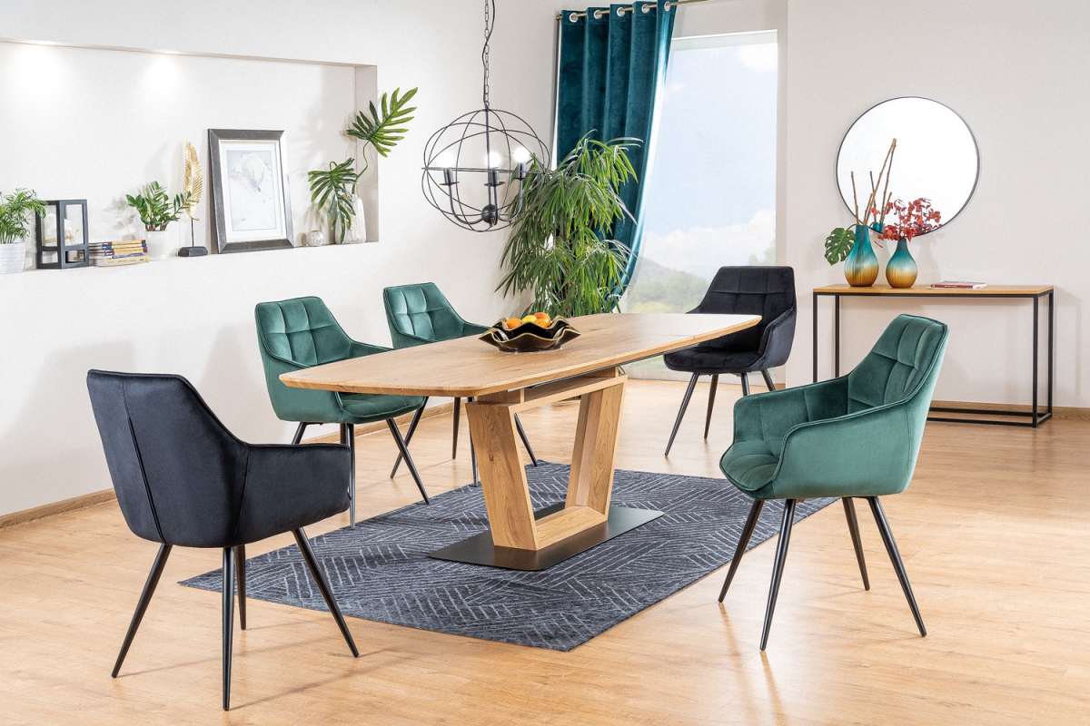 Stolička LILIA VELVET Čierny rám/Zelený BLUVEL78 moderné Stôličky do jedálne