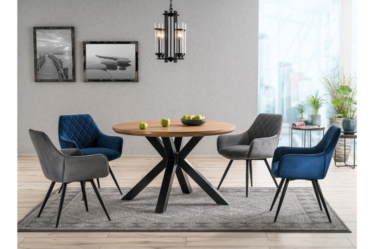 Stolička Linea Velvet - šedý bluvel 14 / Čierny Stolička Linea Velvet - šedý bluvel 14 / Čierny - vizualizácia ze Stôlem Ritmo