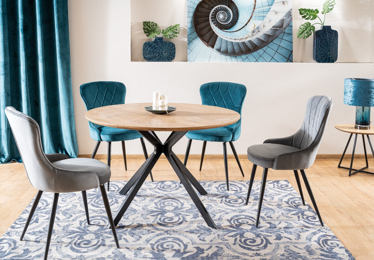 Stolička LOTUS VELVET Čierny rám/šedý BLUVEL 14 nowoczesny Stôl i Stôličky do jedálne