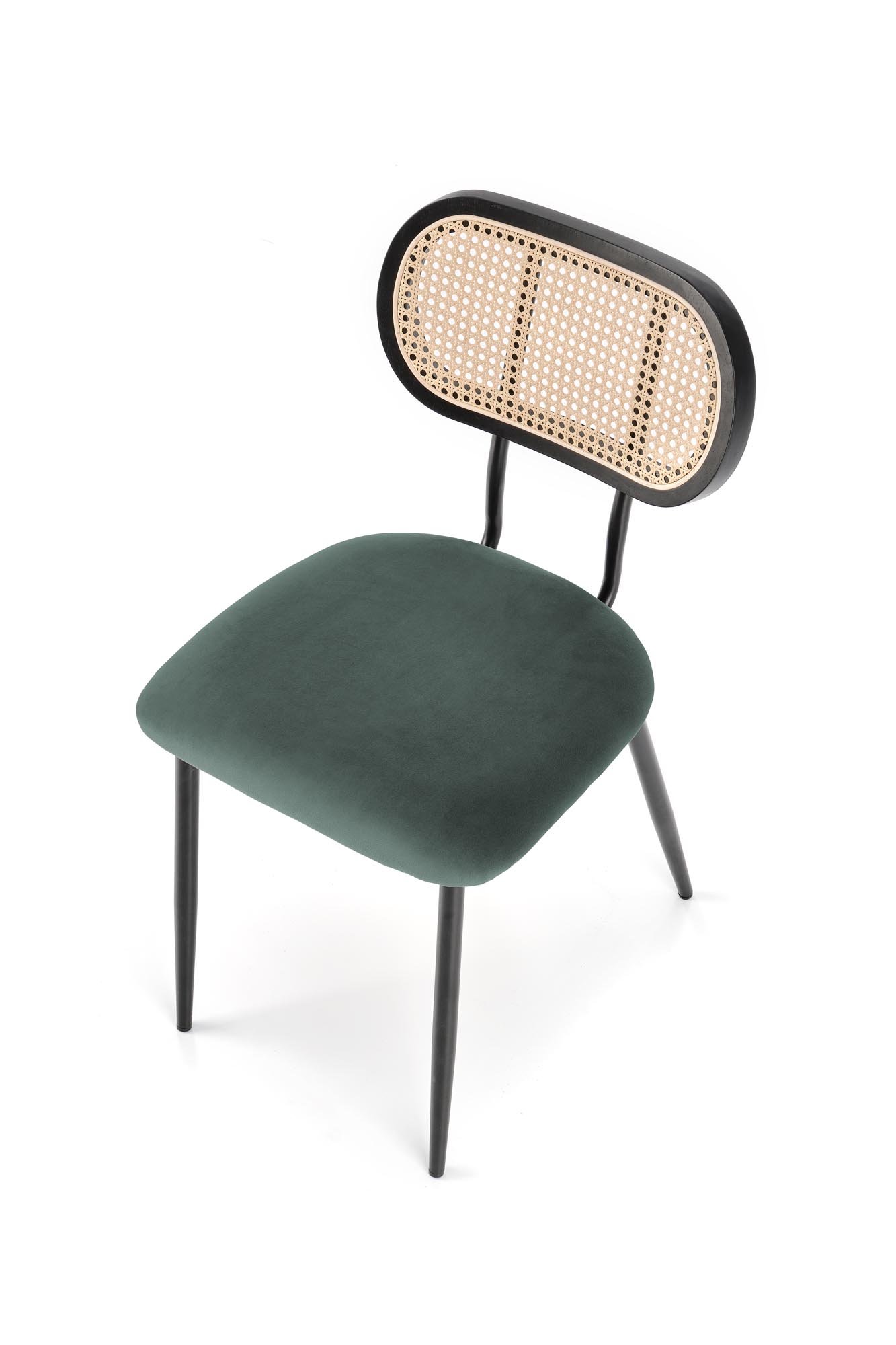 K503 Židle tmavý Zelený židle ocelové s čalouněným sedákem i plecionym oparciem k503 - tmavý Zelený