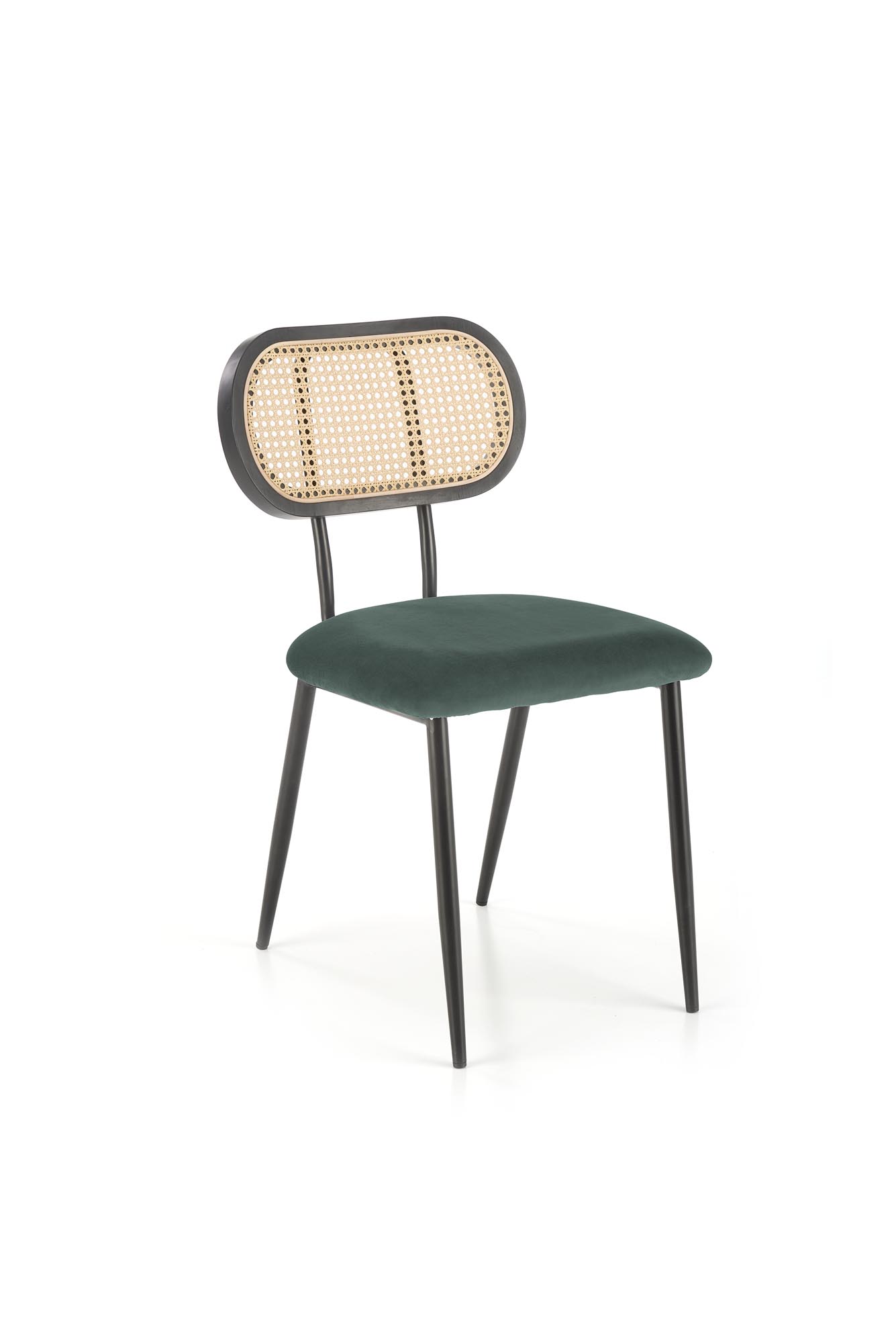 K503 Židle tmavý Zelený Židle ocelové s čalouněným sedákem i plecionym oparciem k503 - tmavý Zelený