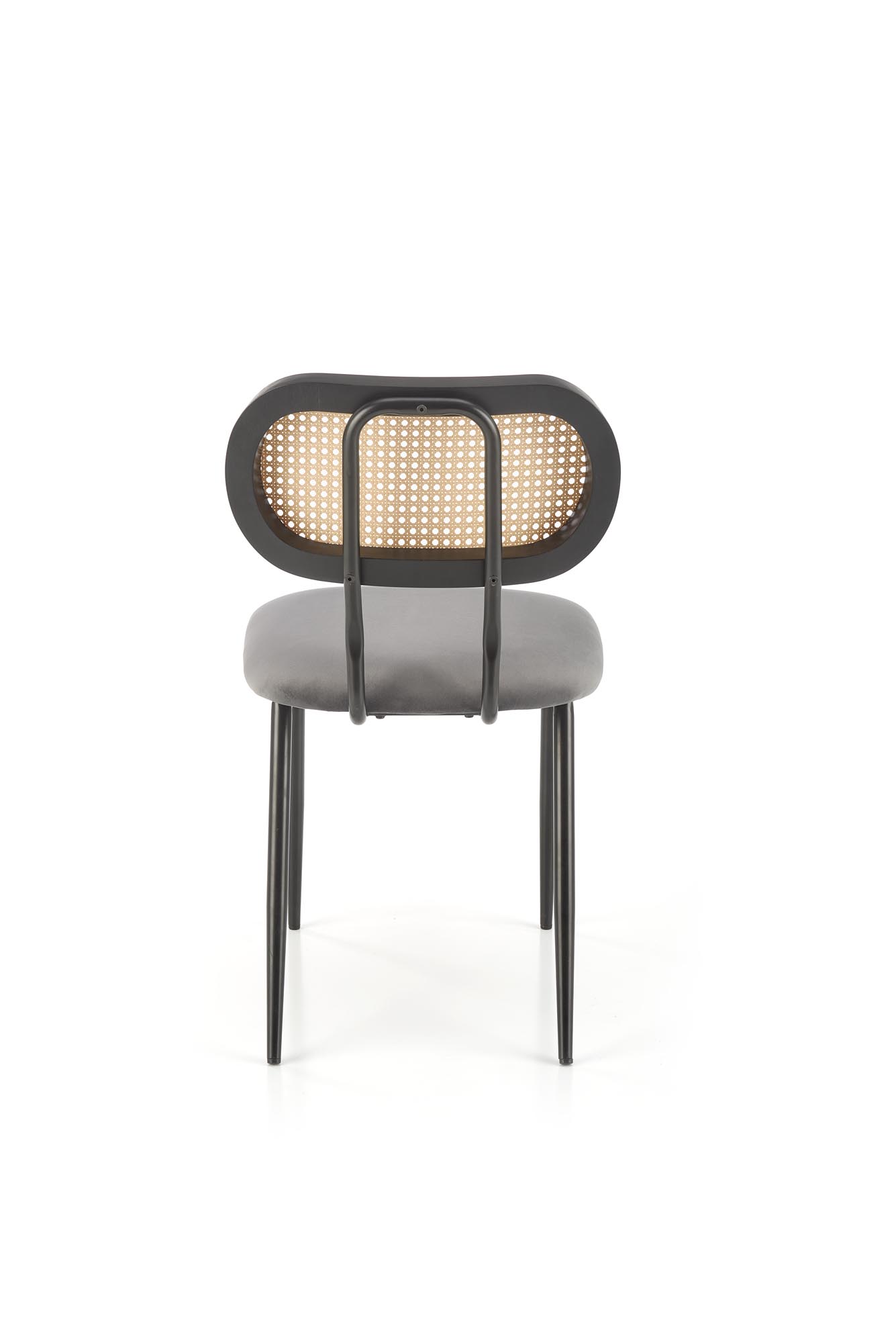 K503 Židle Popelový Židle ocelové s čalouněným sedákem i plecionym oparciem k503 - Popelový