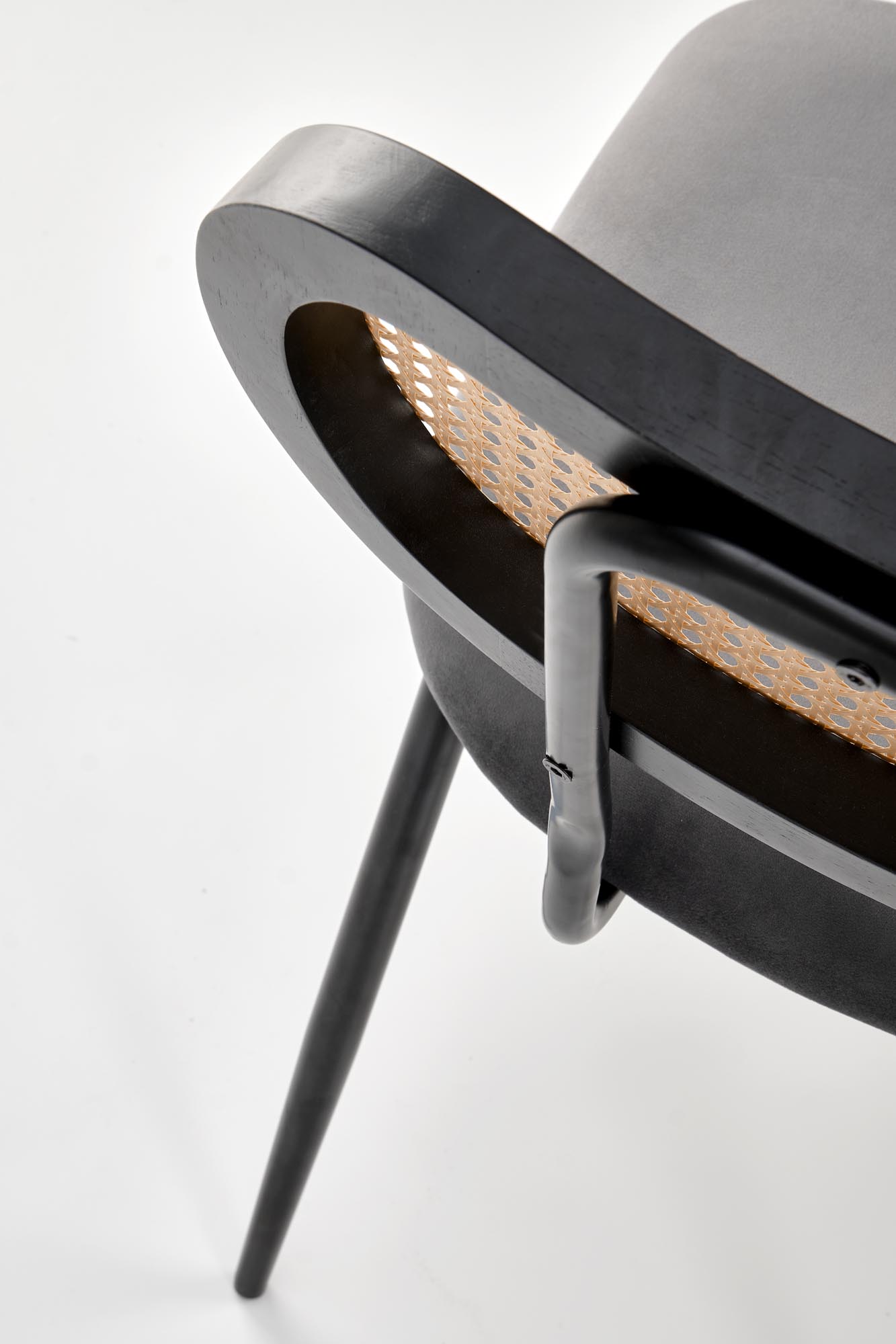 K503 Židle Popelový židle ocelové s čalouněným sedákem i plecionym oparciem k503 - Popelový