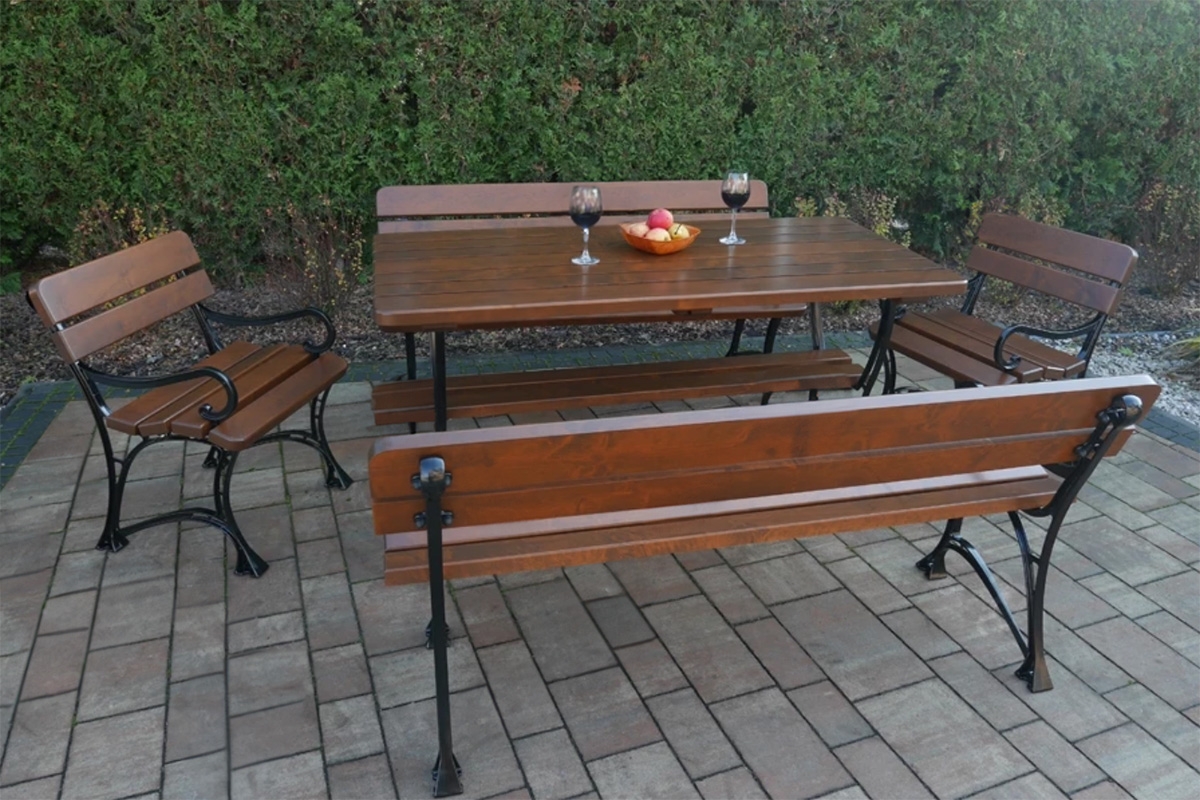 Zahradní židle Královská s područkami - vlašský ořech židle ogrodowe Krolewskie z podlokietnikami - Ořech wloski