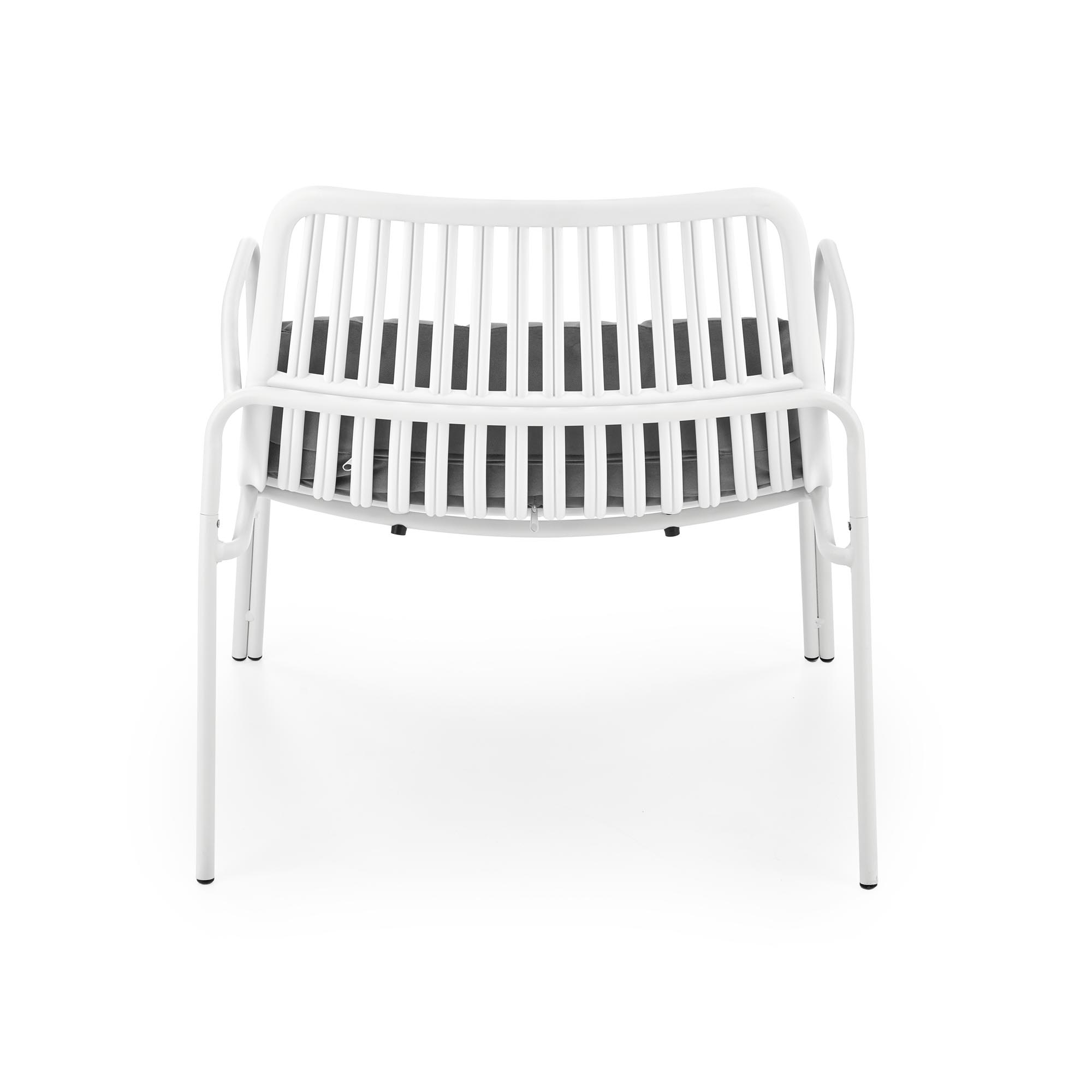 MELBY Křeslo odpočinkové, Rošt - Bílý, Čalounění - Popelový židle ogrodowe mebly - Bílý / Popelový