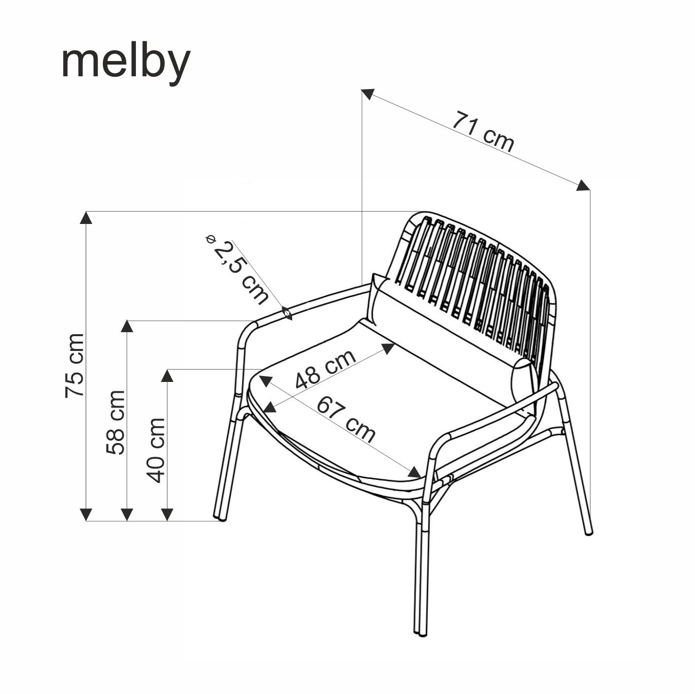 MELBY Relaxační křeslo, Rošt - Bílý, Čalounění - Popelový židle ogrodowe mebly - bílá / popelavá