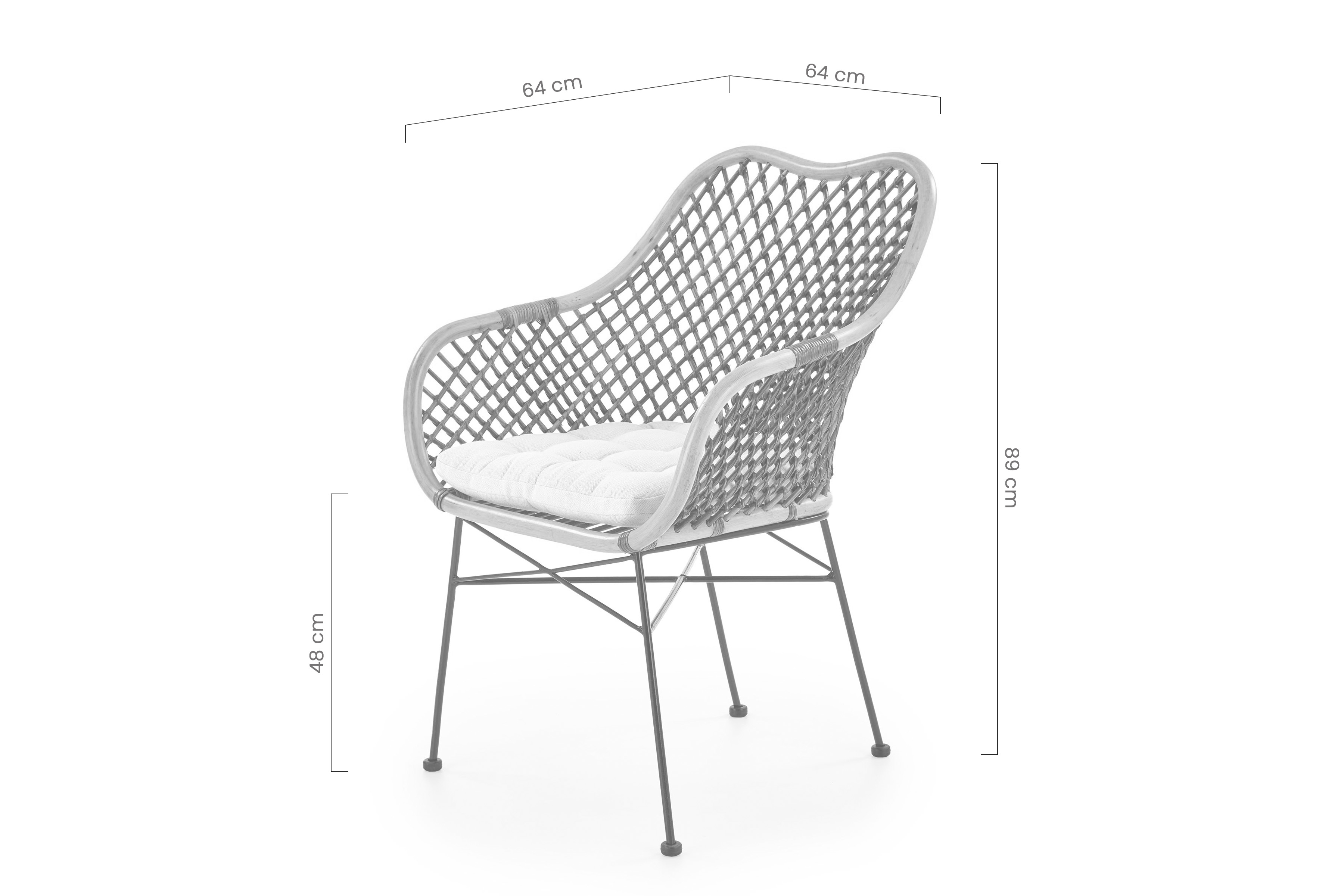 Ratanová židle K336 - přírodní / kovové nohy židle rattanowe Adalo z metalowymi nogami - přírodní