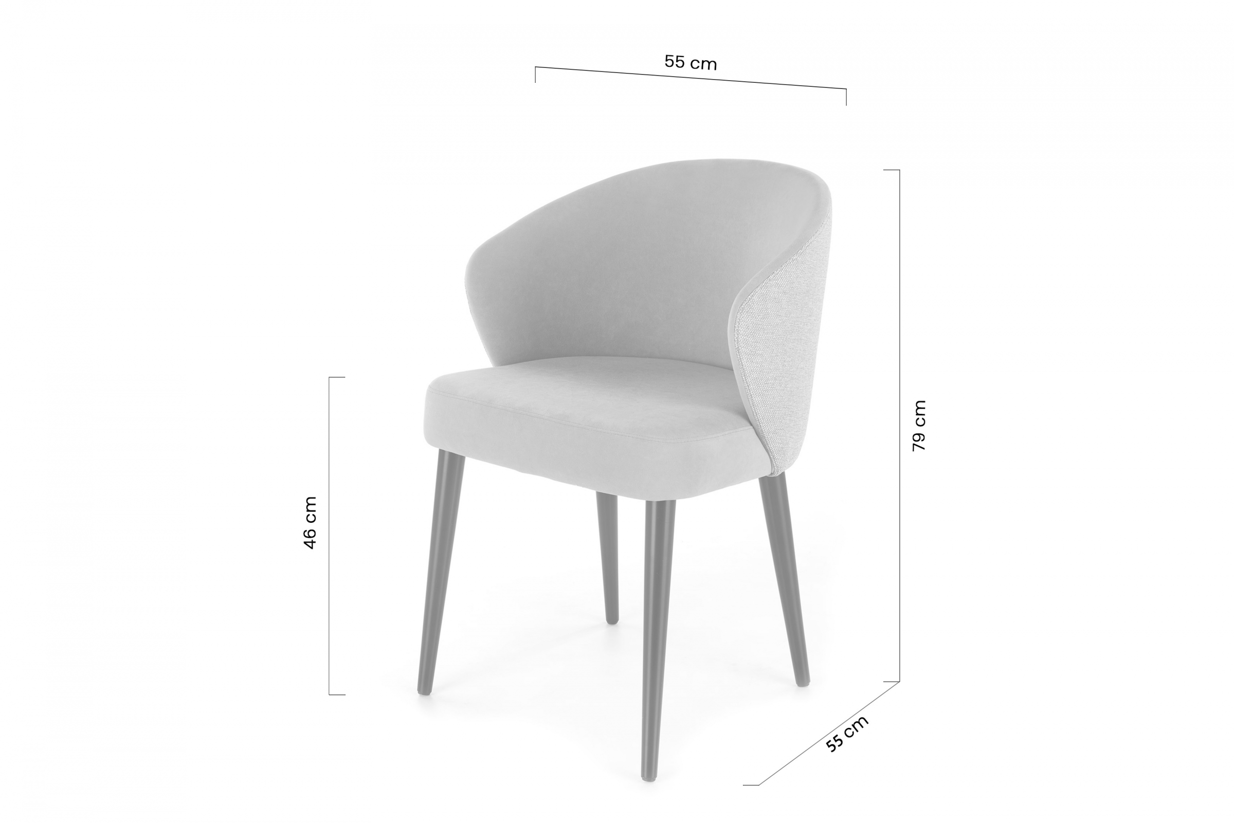 Jedálenské kreslo Alagon - sivá Dream 26 + Megan 353 / čierna Stolička čalúnená Alagon - šedý velúr Dream 26 / šedá plecionka Megan 353 / čierny nožičky