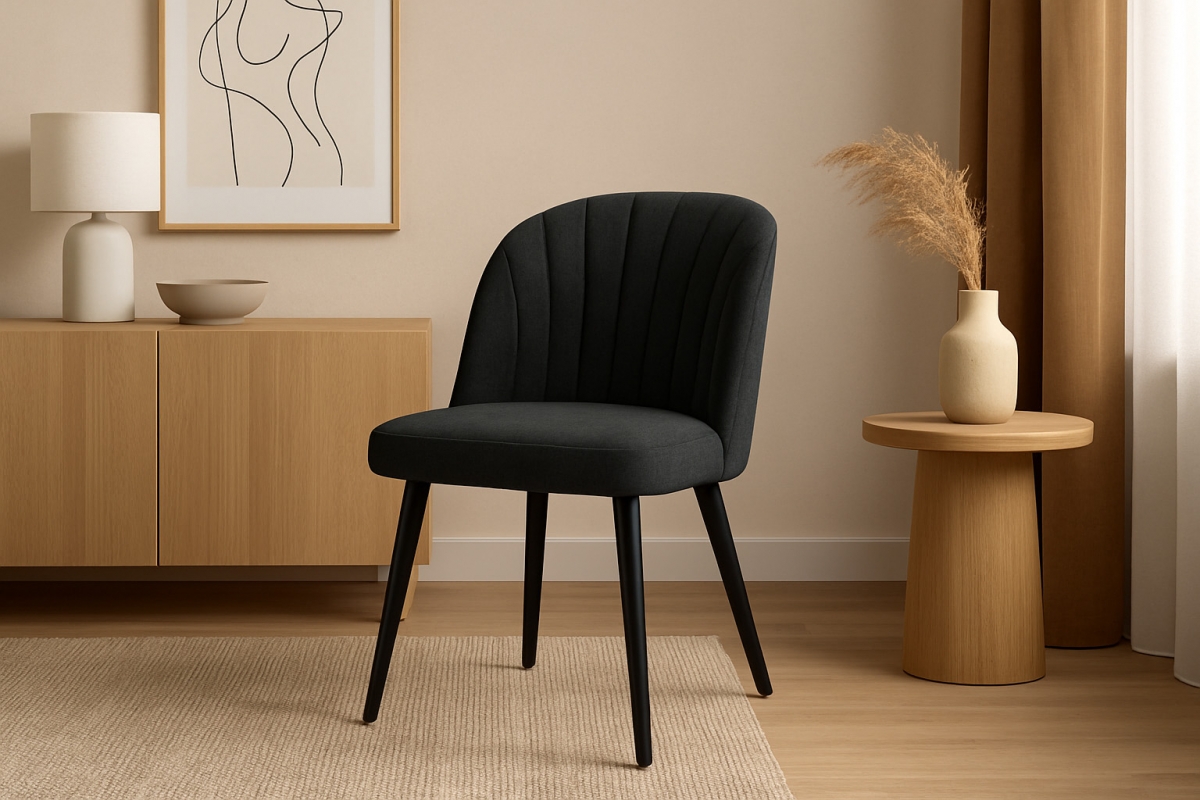 Čalúnená stolička Azarro 2 - čierny šenil Wind 99 / čierne nohy Stolička čalúnená Azarro 2 -  Čierny šenil Wind 99 / čierny nožičky