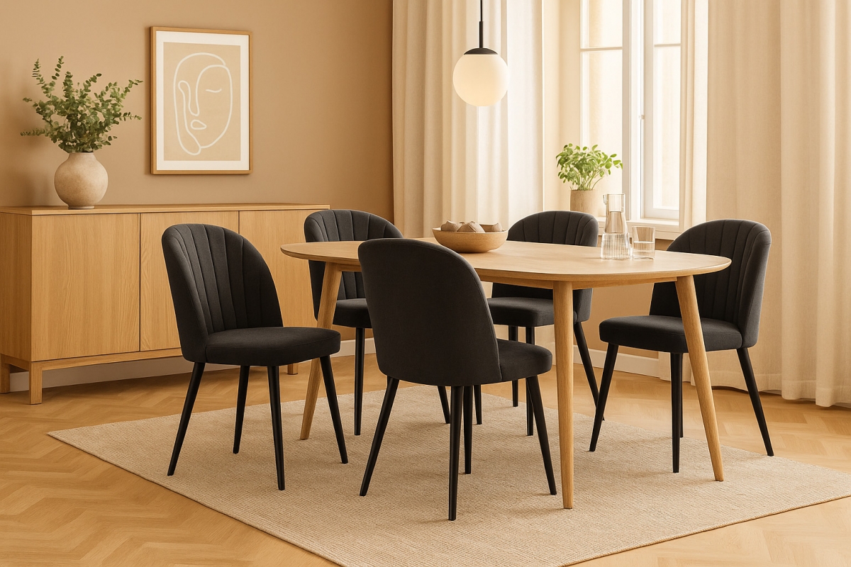 Čalúnená stolička Azarro 2 - čierny šenil Wind 99 / čierne nohy Stolička čalúnená Azarro 2 -  Čierny šenil Wind 99 / čierny nožičky