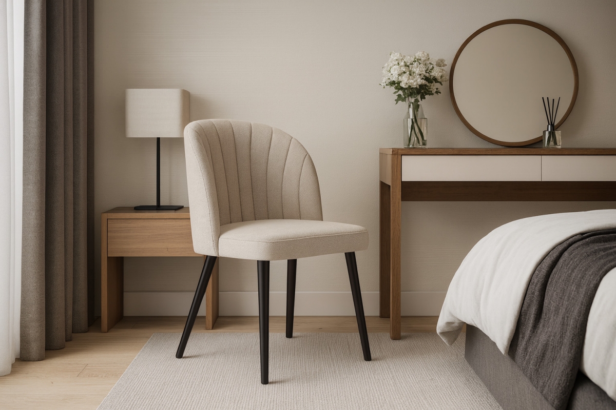 Čalúnená stolička Azarro 2 - svetlosivý šenil Wind 05 / čierne nohy Stolička čalúnená Azarro 2 - svetlý šedý šenil Wind 05 / čierny nožičky