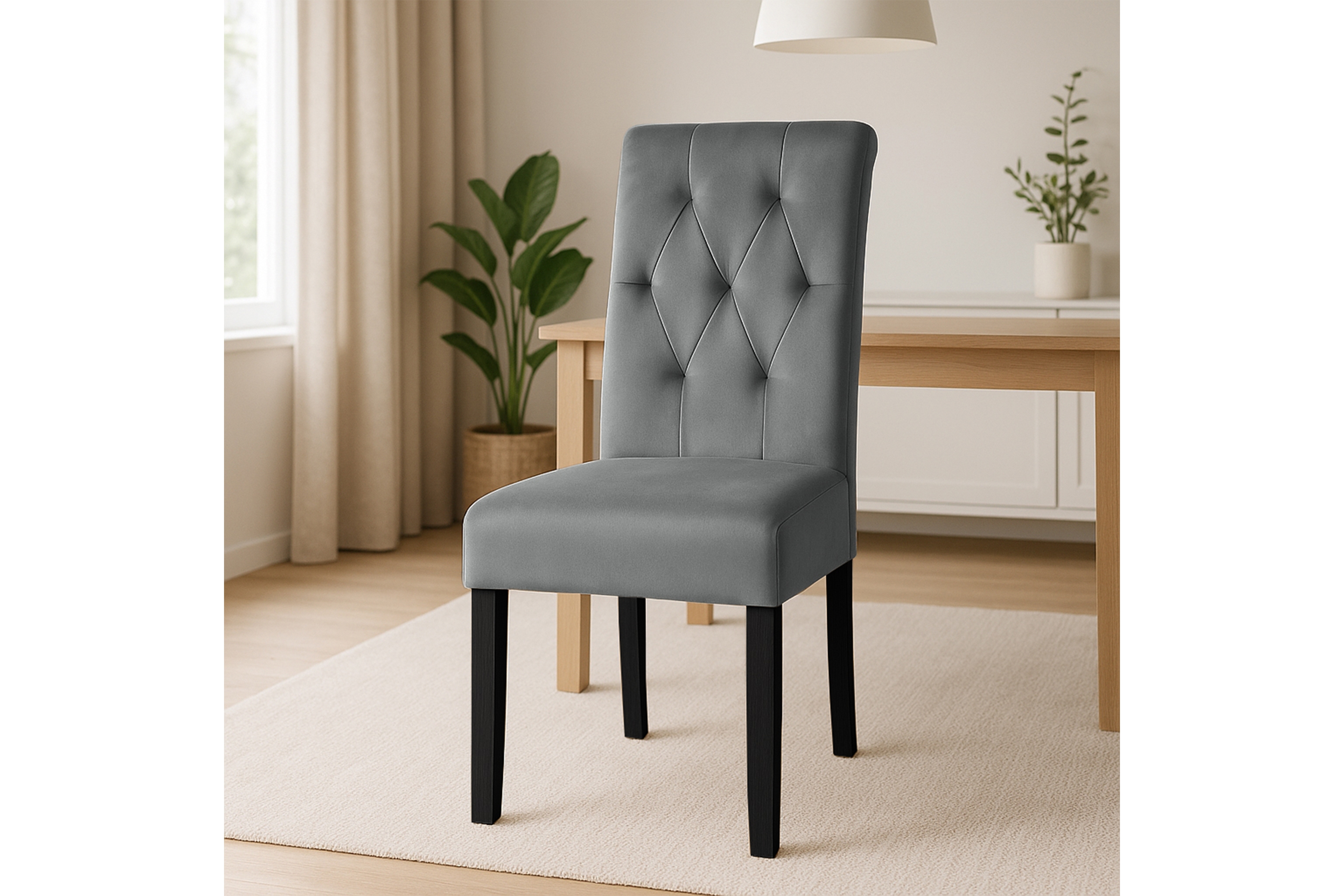 Stolička čalúnená Castello 5 - sivá látka Salvador 17 / čierne nohy Stolička čalúnená Castello 5 - šedý Salvador 17 / čierny nožičky