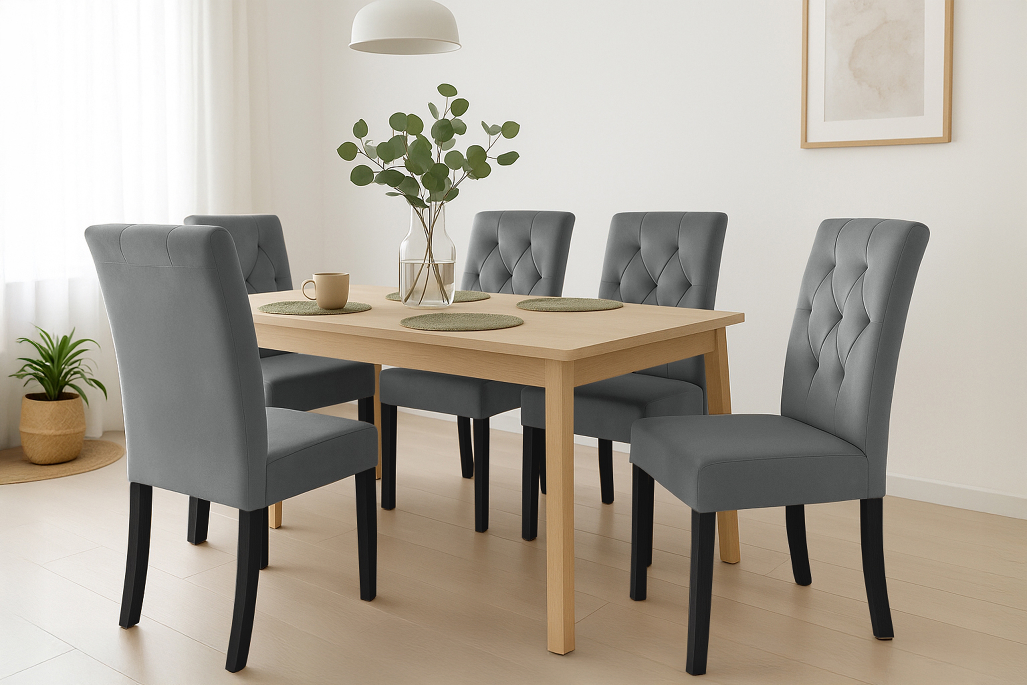 Stolička čalúnená Castello 5 - sivá látka Salvador 17 / čierne nohy Stolička čalúnená Castello 5 - šedý Salvador 17 / čierny nožičky