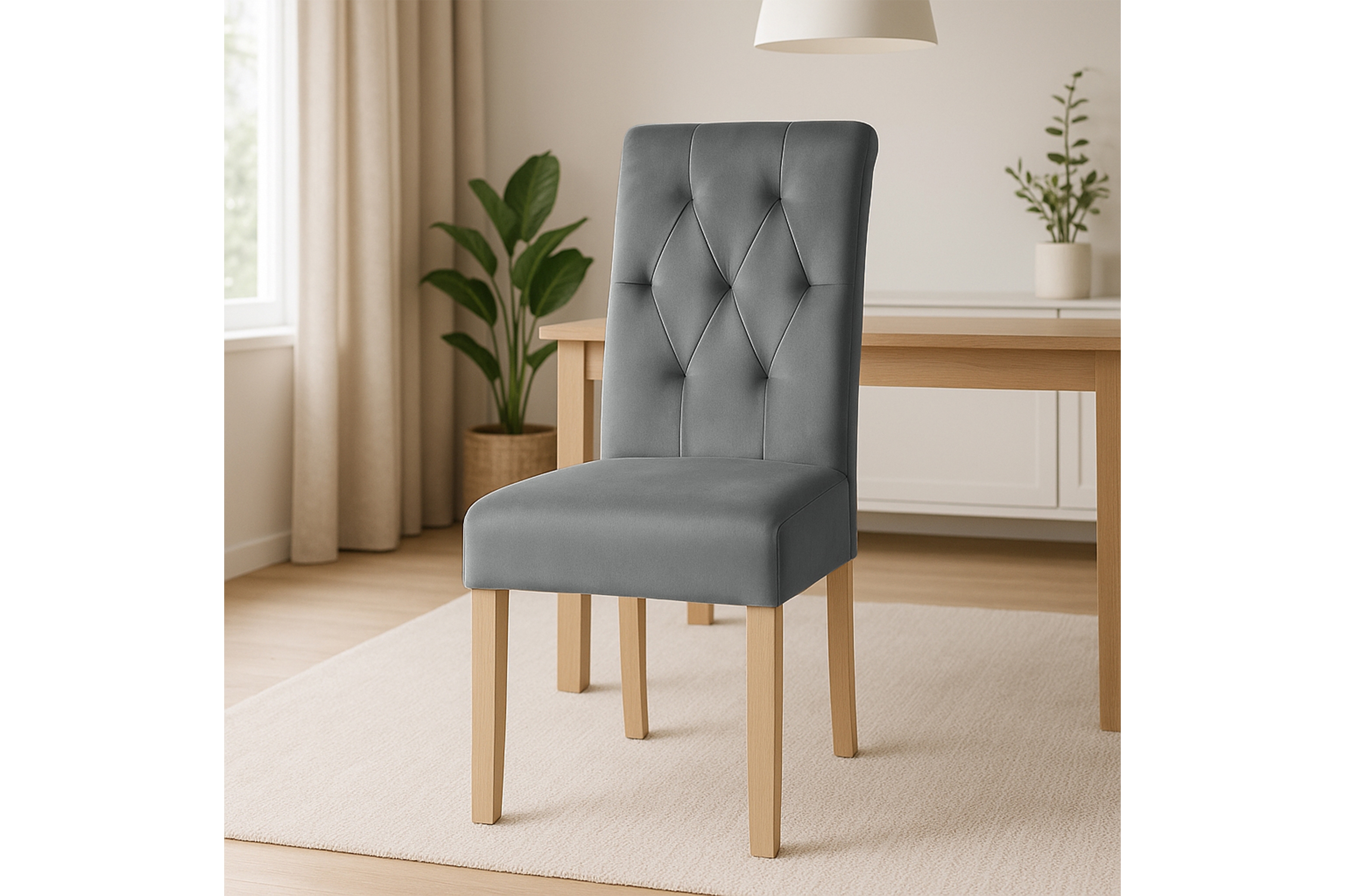 Stolička čalúnená Castello 5 - sivá látka Salvador 17 / bukové nohy Stolička čalúnená Castello 5 - šedý Salvador 17 / nožičky buk