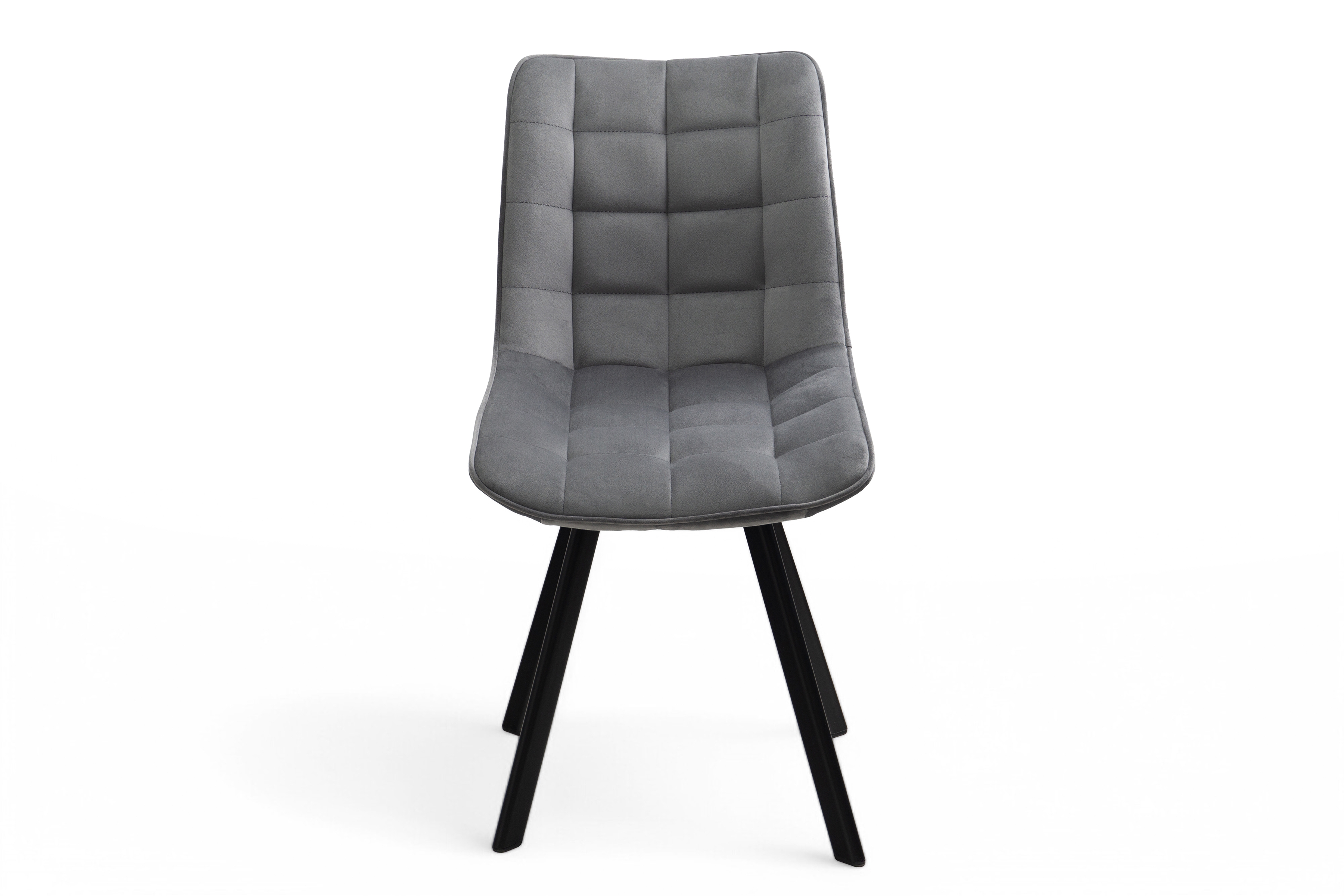 Jedálenská stolička Clemio - tmavosivý zamat Bluvel 14 / čierna Stolička čalúnená Clemio na kovových nohách - ciemno Popolový zamat Bluvel 14 / čierny nožičky