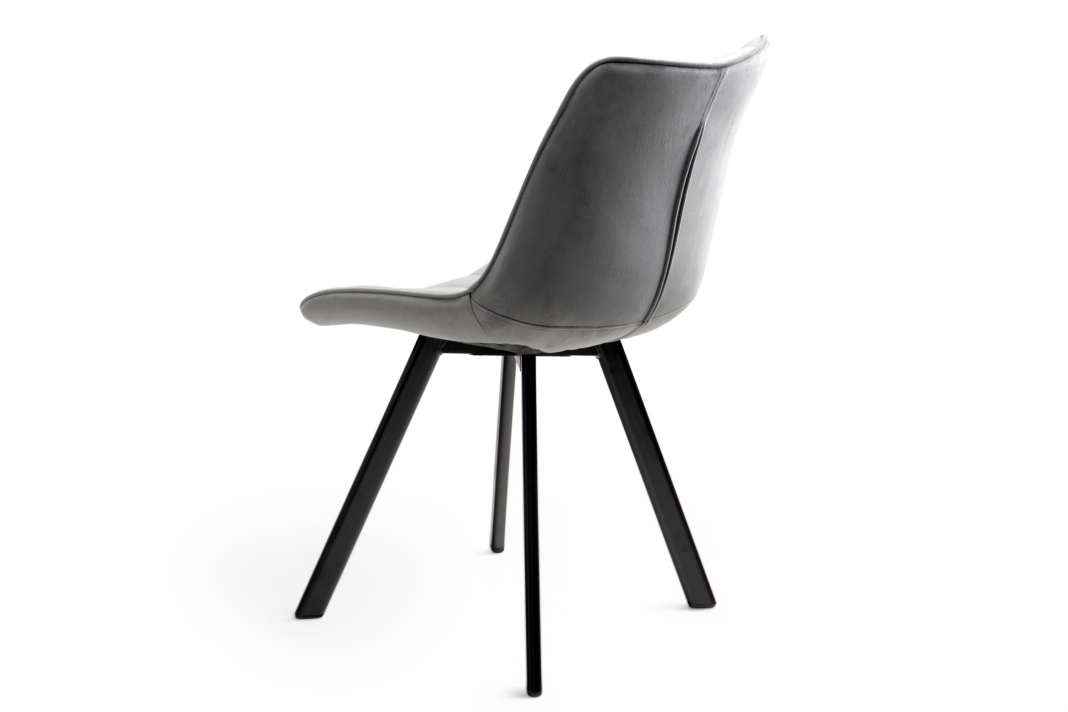 Jedálenská stolička Clemio - tmavosivý zamat Bluvel 14 / čierna Stolička čalúnená Clemio na kovových nohách - ciemno Popolový zamat Bluvel 14 / čierny nožičky