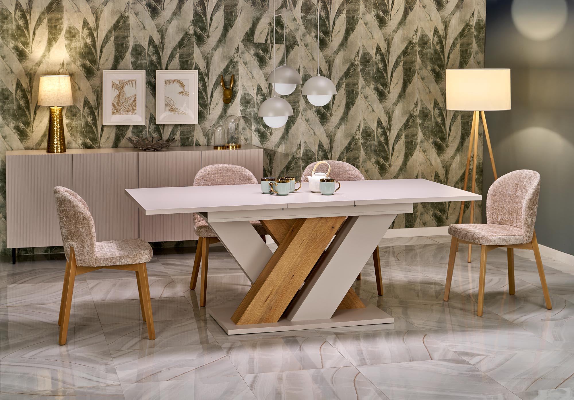 Jídelní židle Isario - béžová Cremona 14 / dub přírodní židle čalouněné isario - béžová cremona 14 / dub přírodní