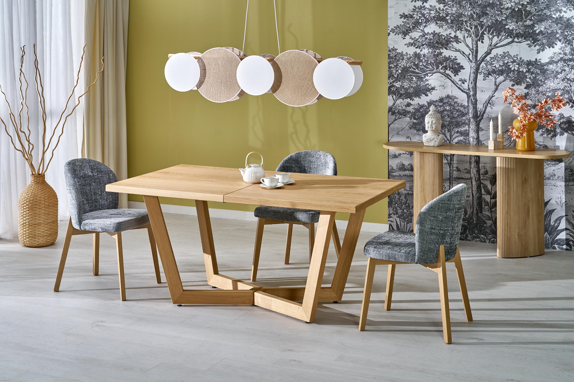 Čalouněná jídelní židle Isario - šedá Cremona 96 / dub přírodní židle čalouněné isario - popelavá cremona 96 / dub přírodní