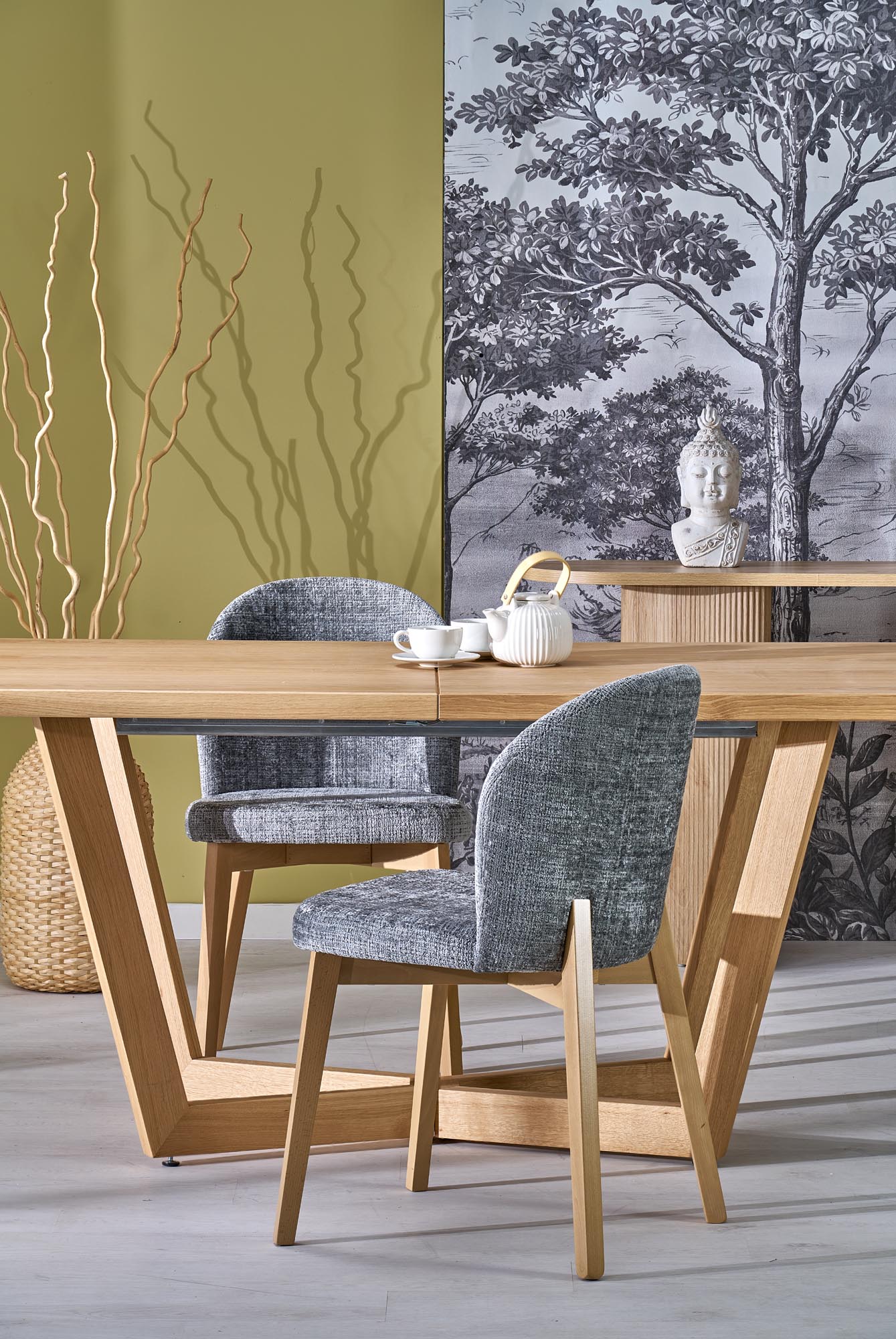 Čalouněná jídelní židle Isario - šedá Cremona 96 / dub přírodní židle čalouněné isario - popelavá cremona 96 / dub přírodní