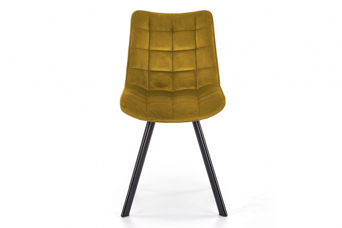 Čalouněná židle Clemio - hořčicový samet Bluvel 68 / černé nohy židle čalouněné K332 - hořčice
