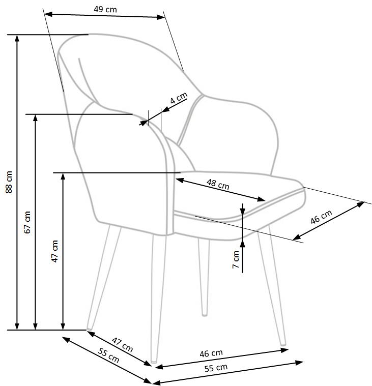 K364 kárpitozott szék - hamu Židle čalouněné k364 - popel