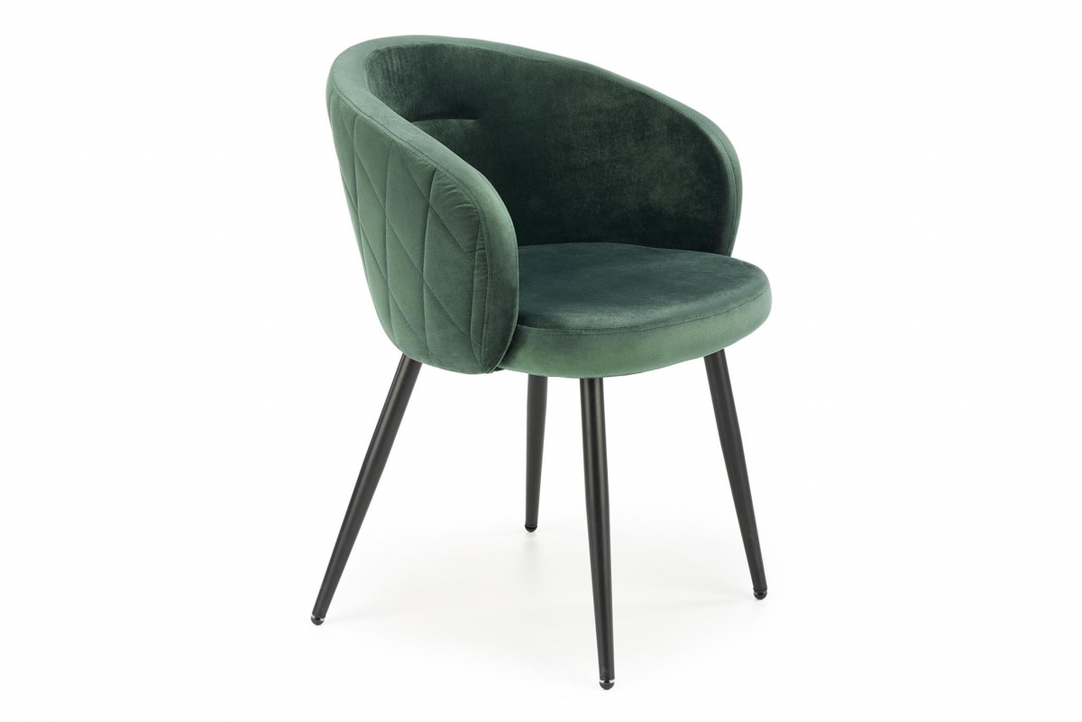 Čalouněná židle Krugi - tmavě zelená / černé nožky židle čalouněné K430 - tmavý zelená welwet / černá Nohy