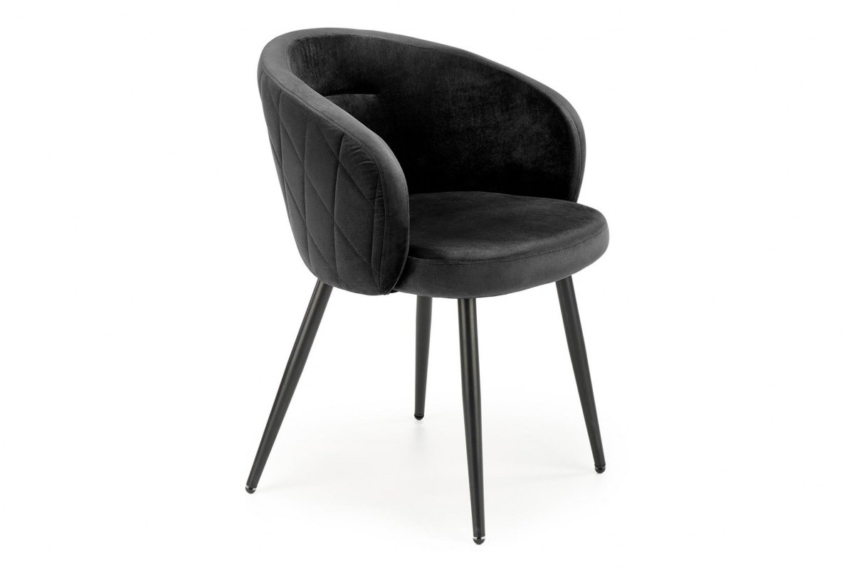 Jedálenské kreslo Krugi - čierny zamat HLR 80 / čierna Stolička čalouněné K430 - Čierny welwet