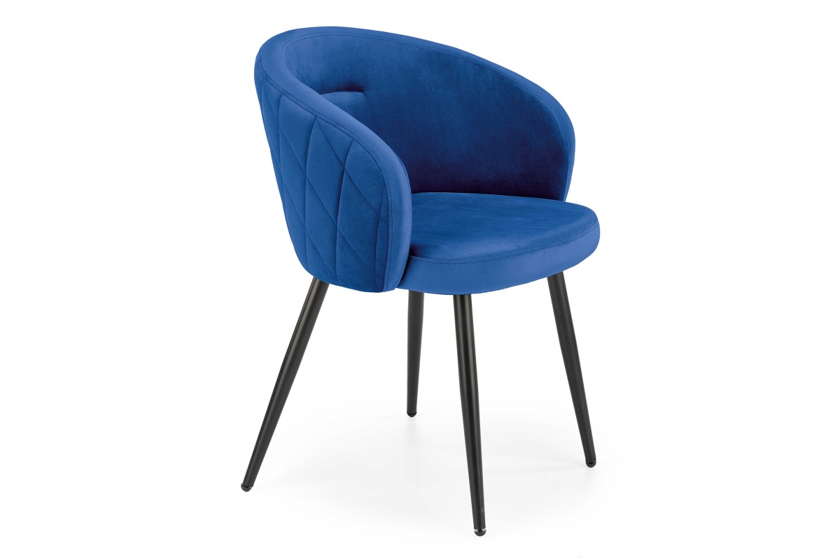 Jedálenské kreslo Krugi - tmavomodrý zamat HLR 69 / čierna Stolička čalouněné K430 - granátová welwet / čierny nožičky