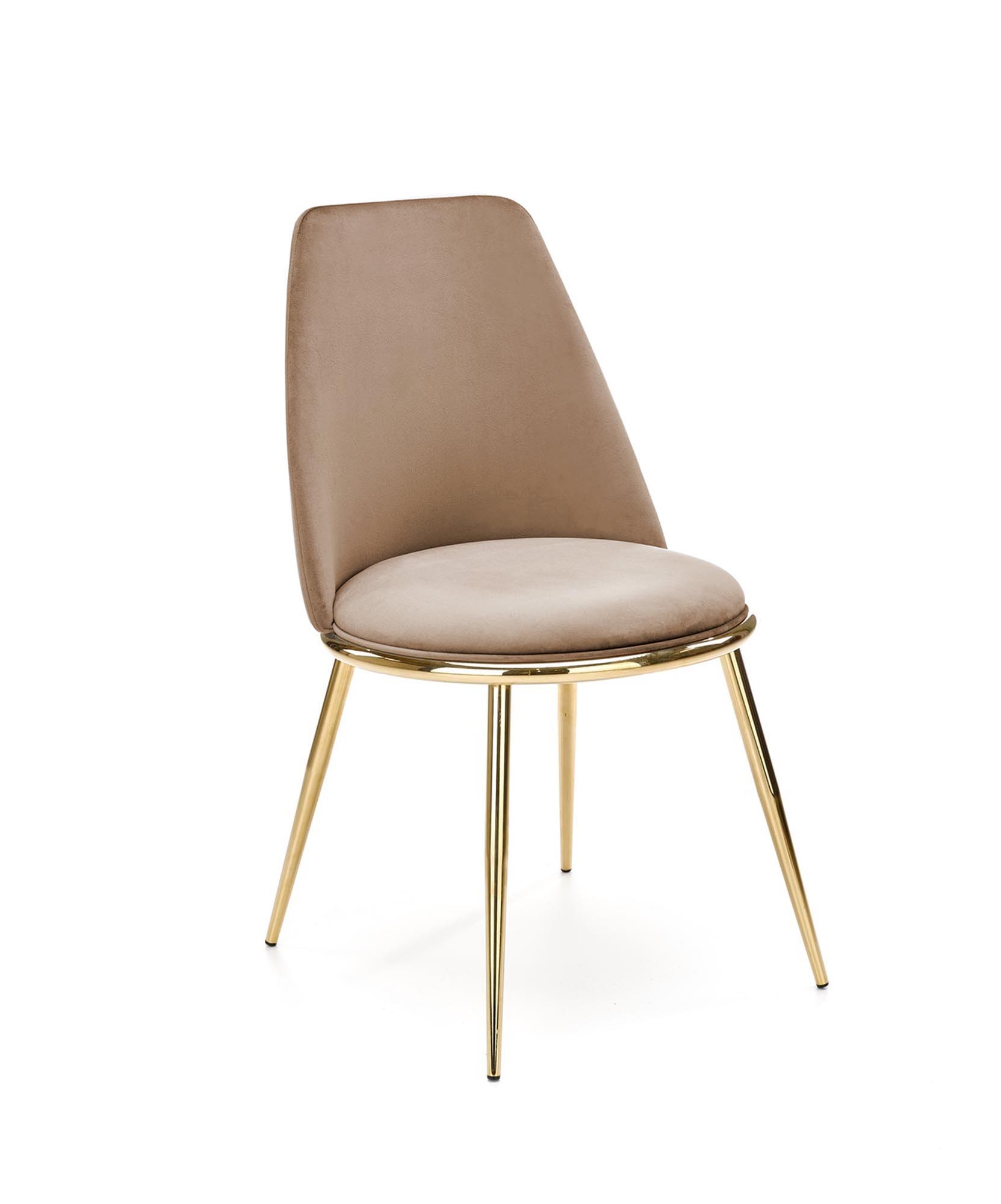 Scaun tapițat K460 - bej  krzesło tapicerowane k460 - beżowy / złoty
