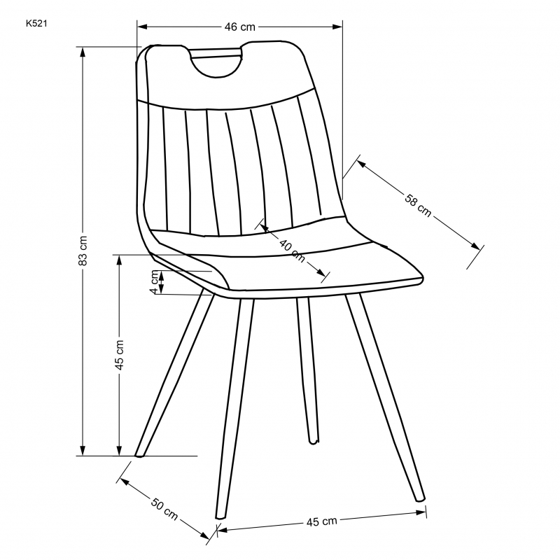 K521 Židle Fekete SZÉK kárpitozott k521 - Fekete