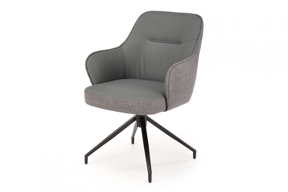 Jídelní židle K527 - popelavá pletenina / eko-kůže / černé nohy židle čalouněné K527 obrotowe - popelavá / plecionka / Eko-kůže / černá Nohy