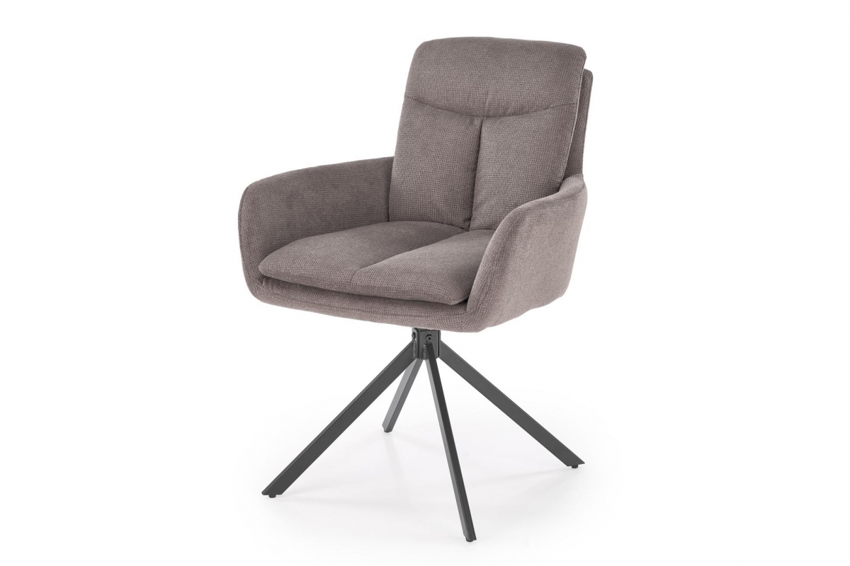 Otočná stolička čalúnená Cario - sivá pletenina Vardo 11 / čierne nohy Stolička čalouněné K536 otočna - plecionka popielata Vardo 11 / čierny nožičky