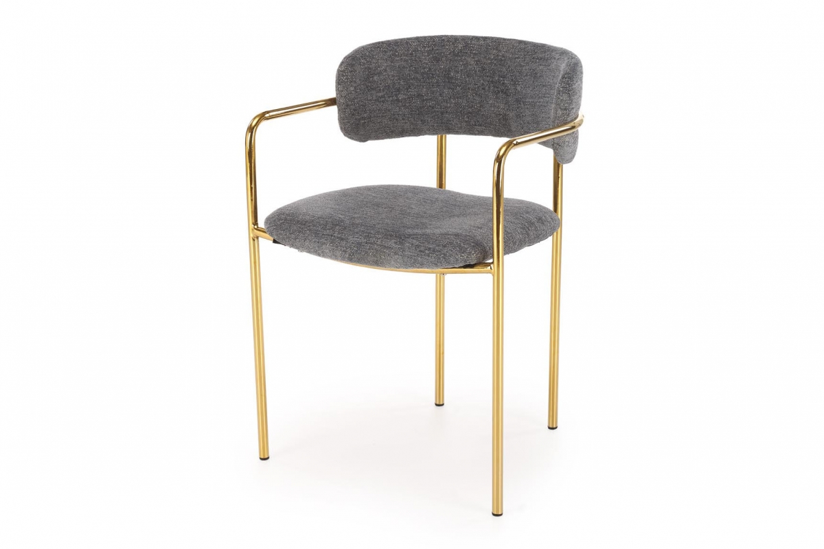 Jídelní židle K537 - popelavý boucle Raven 10 / zlaté nohy židle čalouněné K537 - boucle popelavá Raven 10 / zlaté Nohy