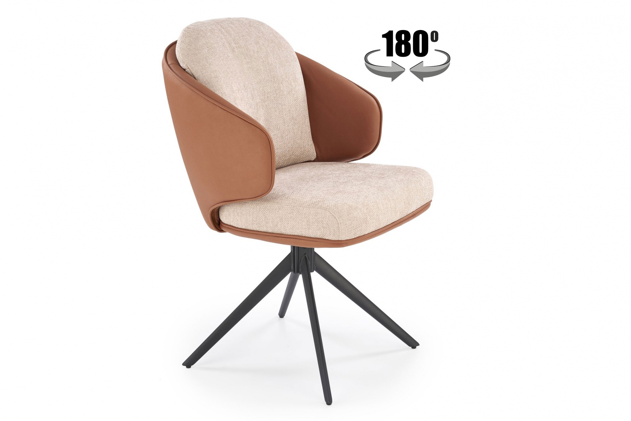 Jídelní čalouněná otočná židle K554 - hnědá / béžová židle čalouněné K554 obracane - hnědá / béžová