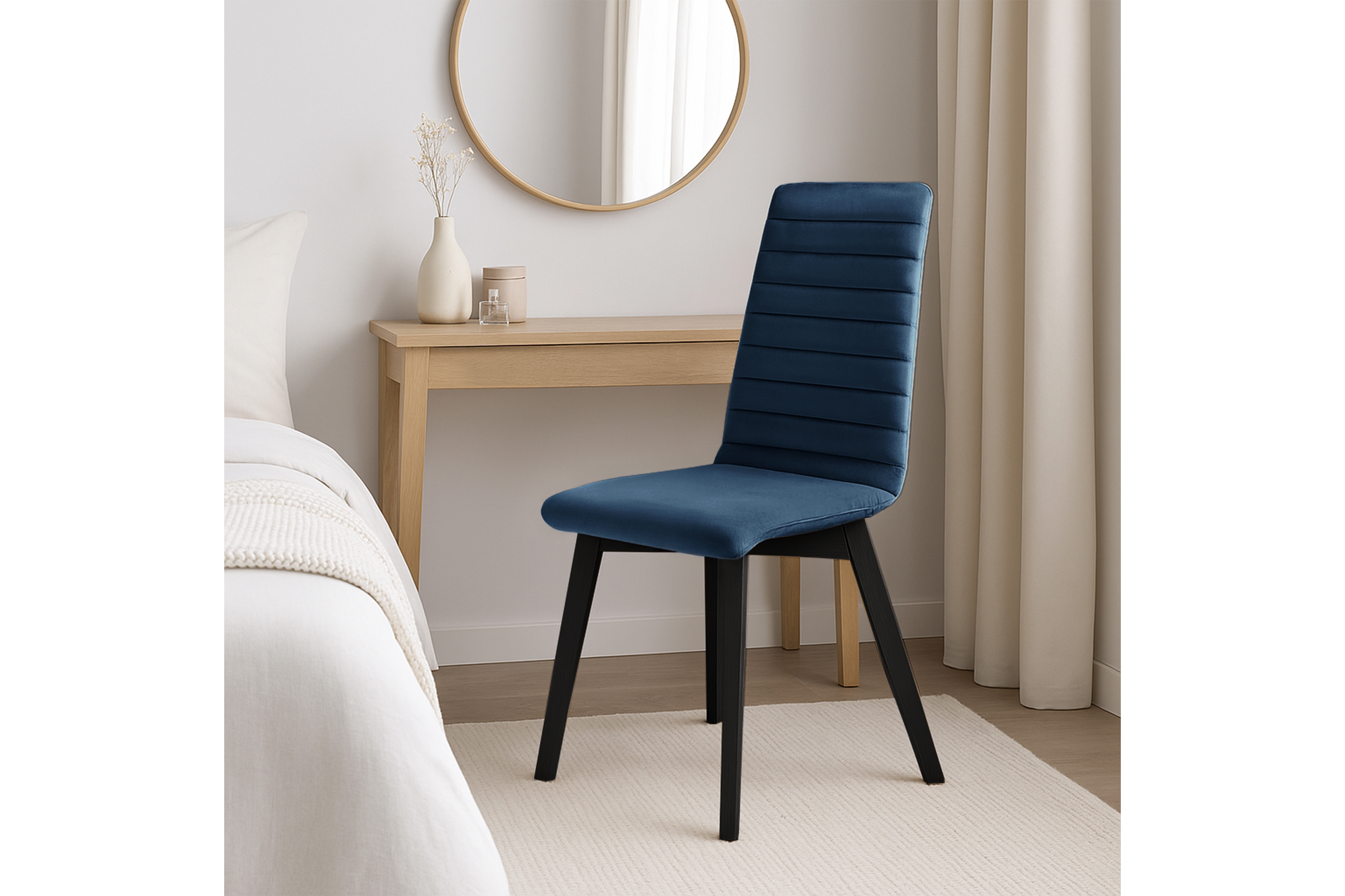 Čalúnená stolička Modern 2 - námornícka modrá Salvador 05 / čierne nohy Stolička čalúnená Modern 2 na drewnianych nogach - granatowe Salvador 05 / čierny nožičky