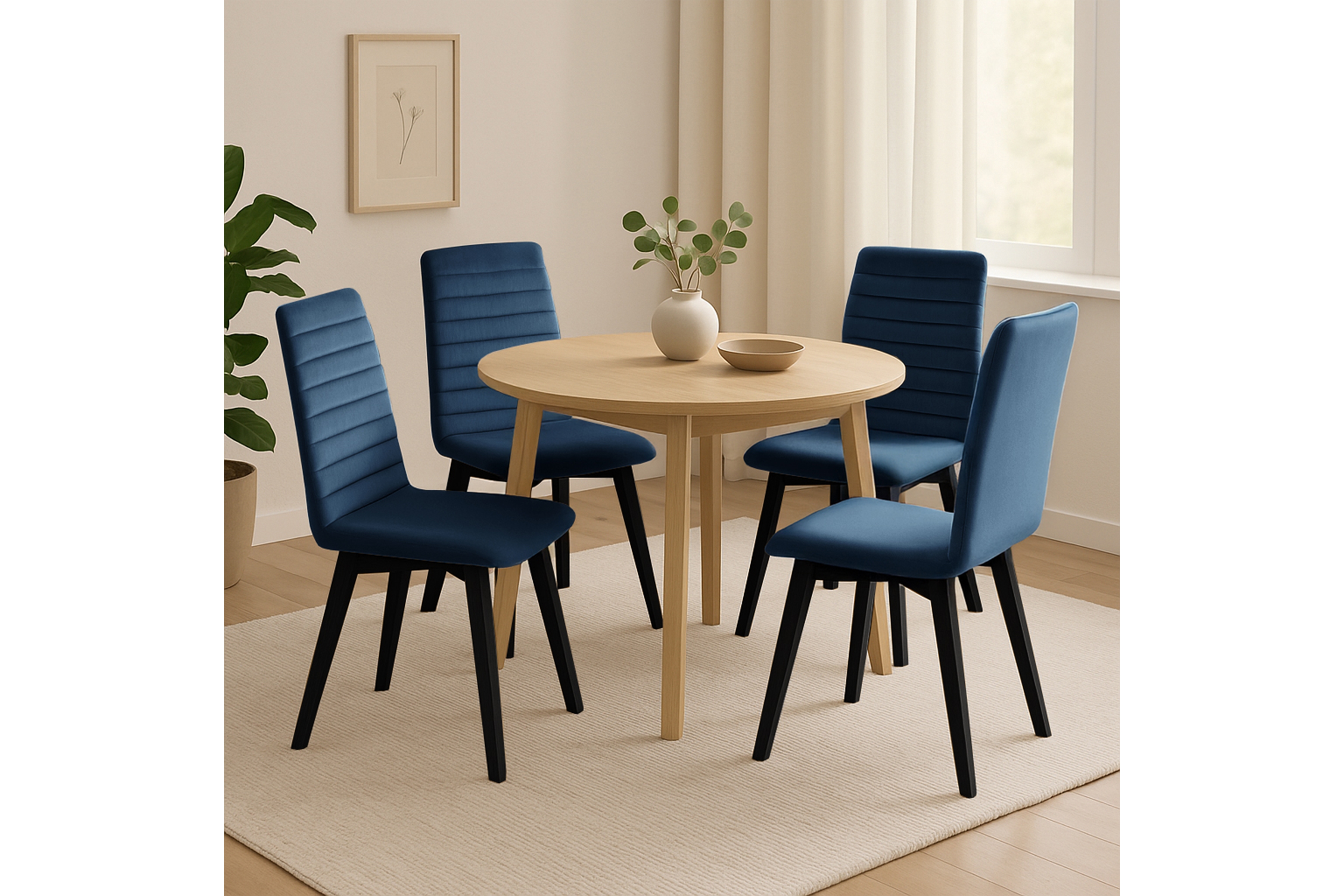 Čalúnená stolička Modern 2 - námornícka modrá Salvador 05 / čierne nohy Stolička čalúnená Modern 2 na drewnianych nogach - granatowe Salvador 05 / čierny nožičky