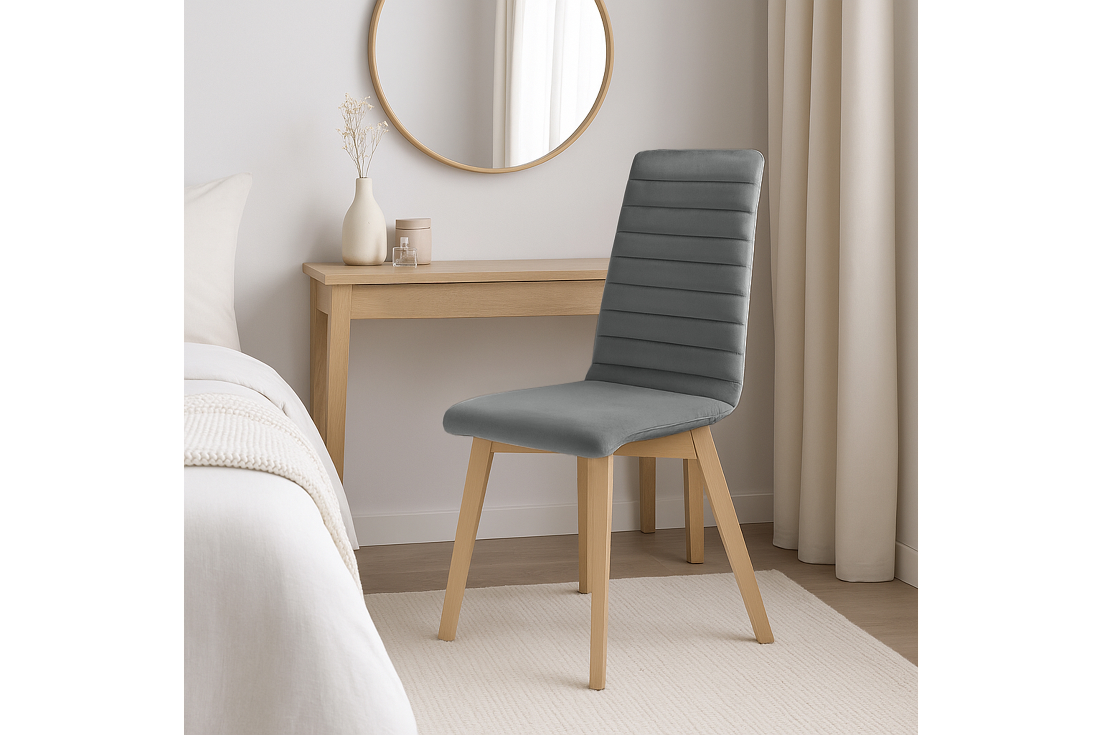 Čalúnená stolička Modern 2 - sivá Salvador 17 / bukové nohy  Stolička čalúnená Modern 2 na drewnianych nogach - šedý Salvador 17 / nožičky buk