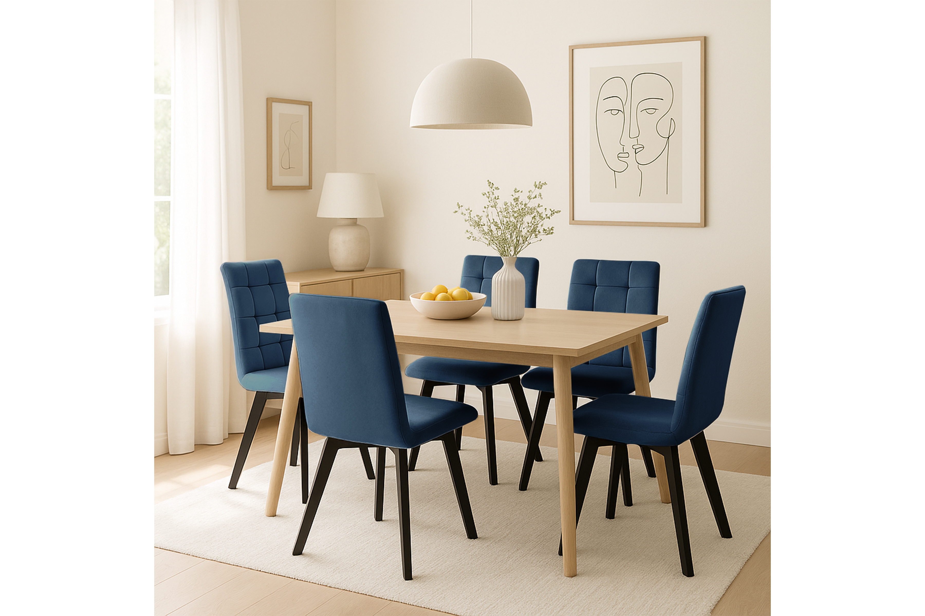 Jedálenská stolička Modern 4 - tmavomodrá Salvador 05 / čierne nohy Stolička čalúnená Modern 4 na drewnianych nogach - granat Salvador 05 / čierny nožičky