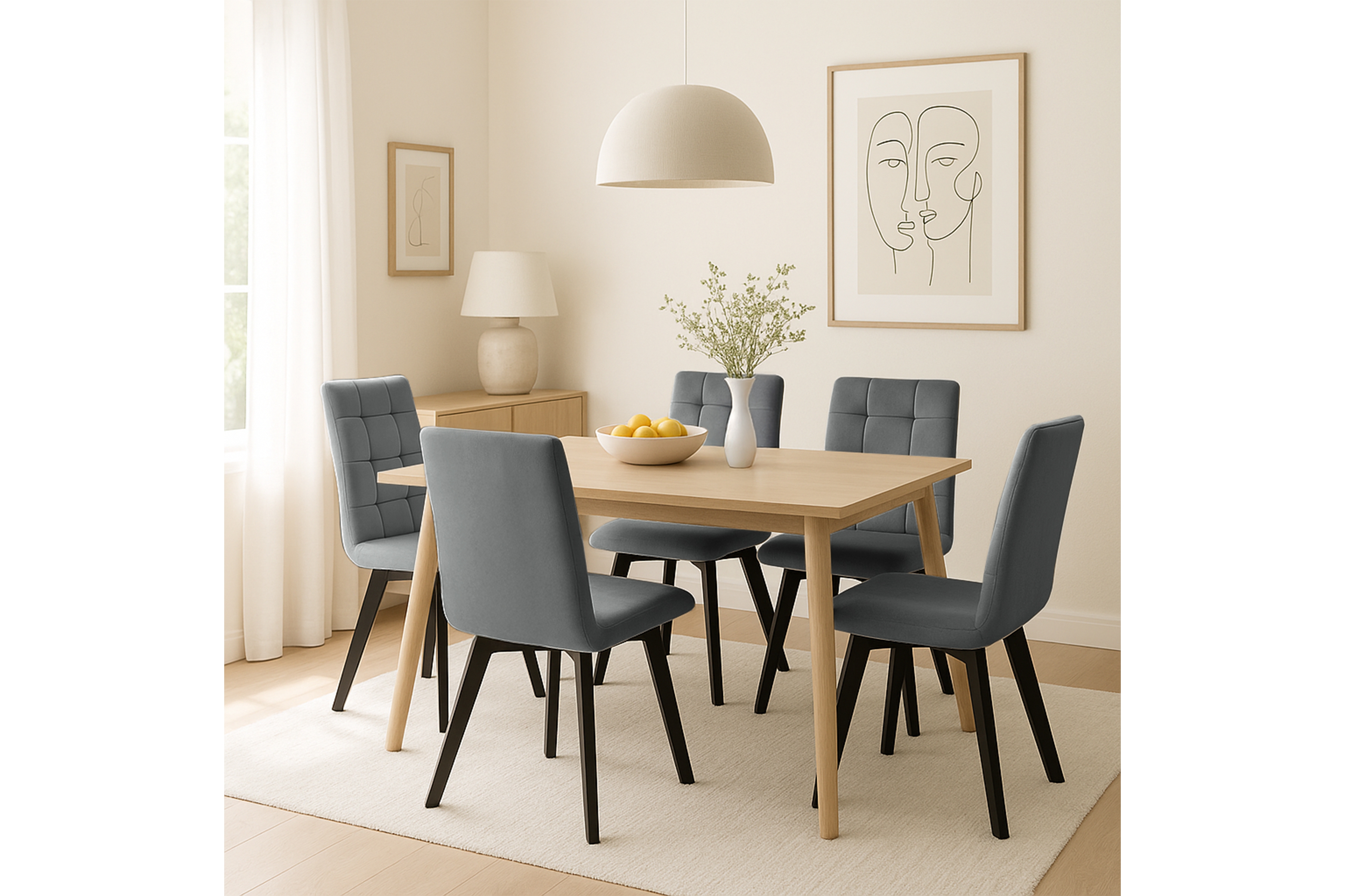 Jedálenská stolička Modern 4 - šedý Salvador 17 / čierne nohy Stolička čalúnená Modern 4 na drewnianych nogach - šedý Salvador 17 / čierny nožičky