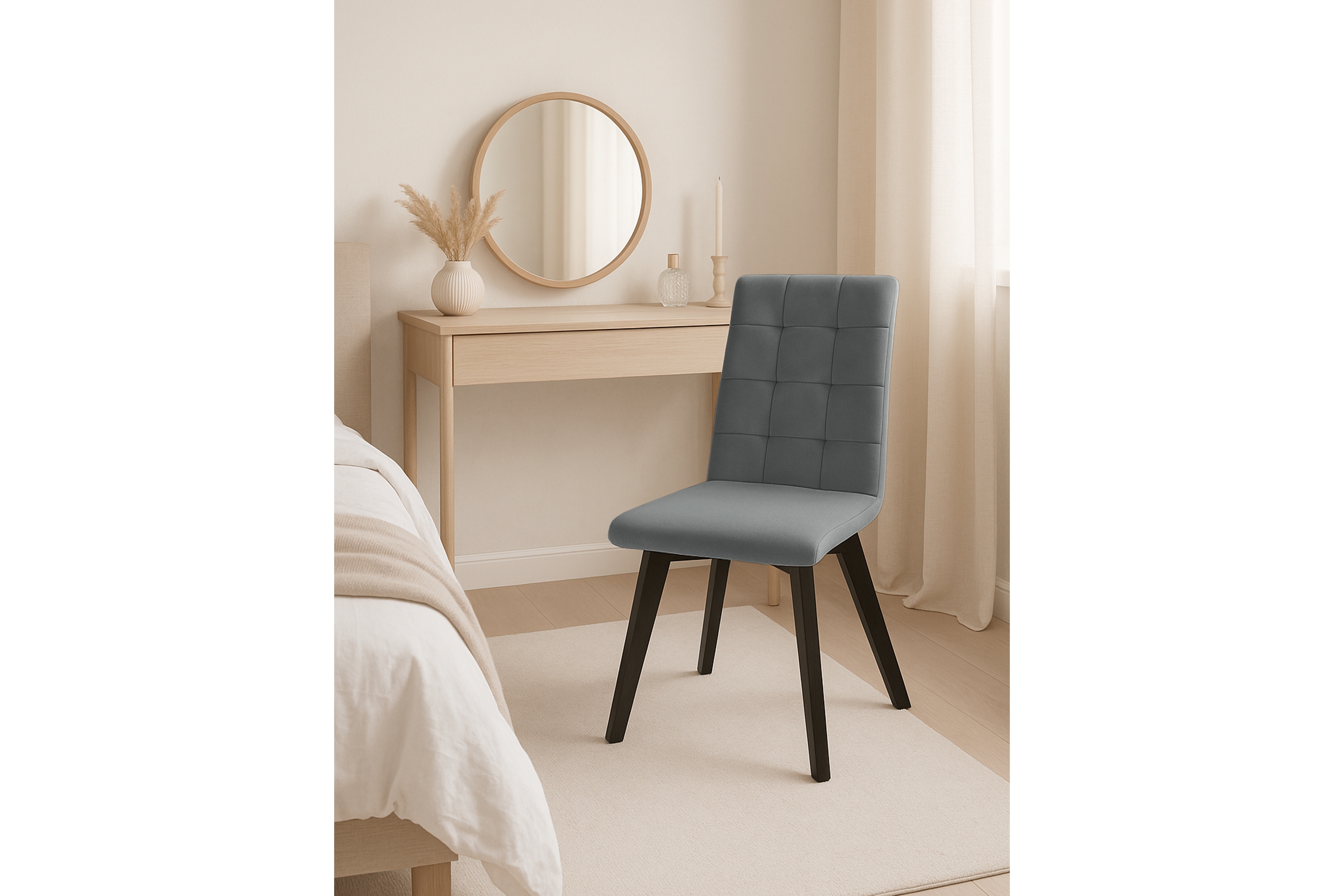 Jedálenská stolička Modern 4 - šedý Salvador 17 / čierne nohy Stolička čalúnená Modern 4 na drewnianych nogach - šedý Salvador 17 / čierny nožičky