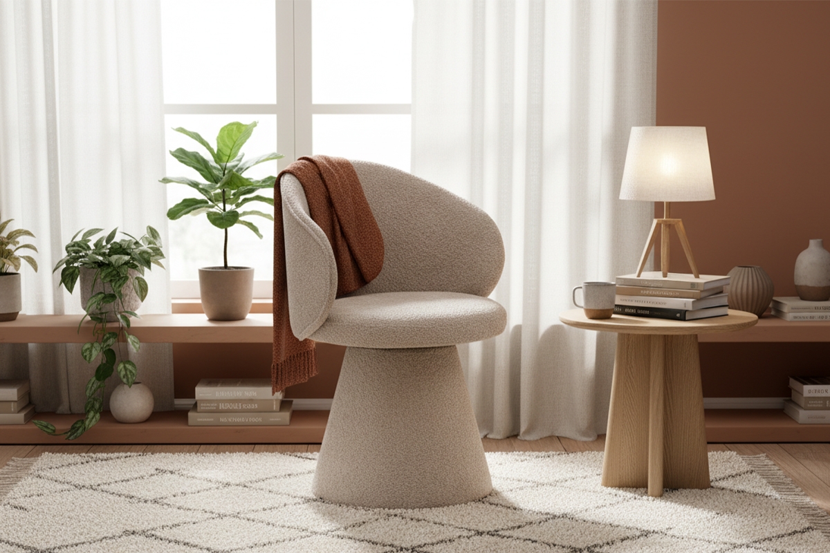 Čalouněná židle Orevi skořepinová - béžová bouclé Catch Me 02 židle čalouněné Orevi kubelkowe - béžová boucla Catch Me 02