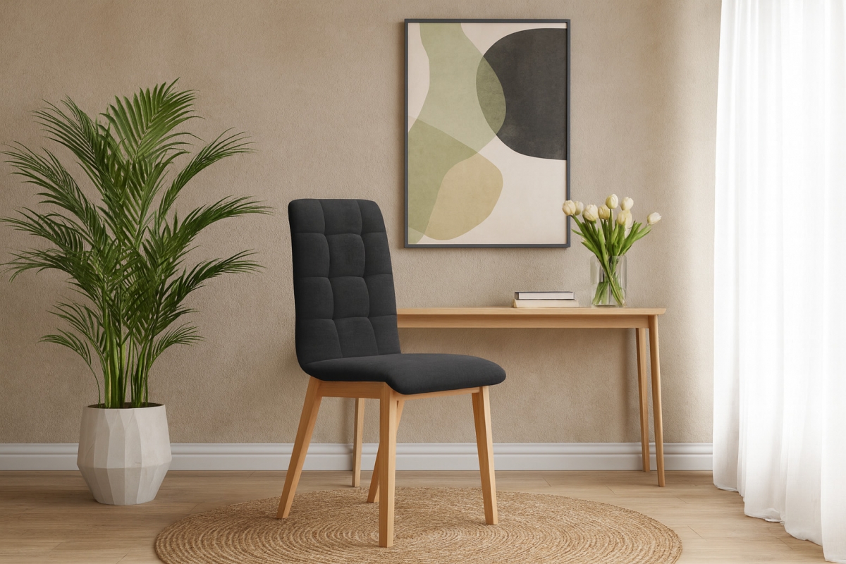 Čalouněná jídelní židle Platinum 4 - černý šenil Wind 99 / nohy buk židle čalouněné Platinum 4  - černá šenil Wind 99 / Nohy buk