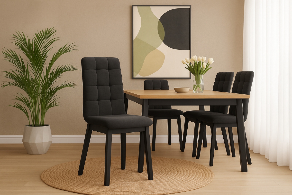 Čalouněná jídelní židle Platinum 4 - černý šenil Wind 99 / černé nohy židle čalouněné Platinum 4  - černá šenil Wind 99 / Nohy černá