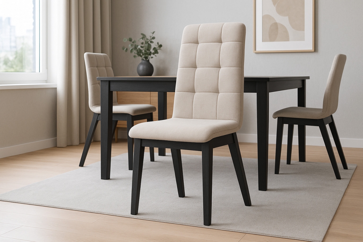 Čalouněná jídelní židle Platinum 4 - světle šedý šenil Wind 05 / černé nohy židle čalouněné Platinum 4  - světlý šedá šenil Wind 05 / Nohy černá