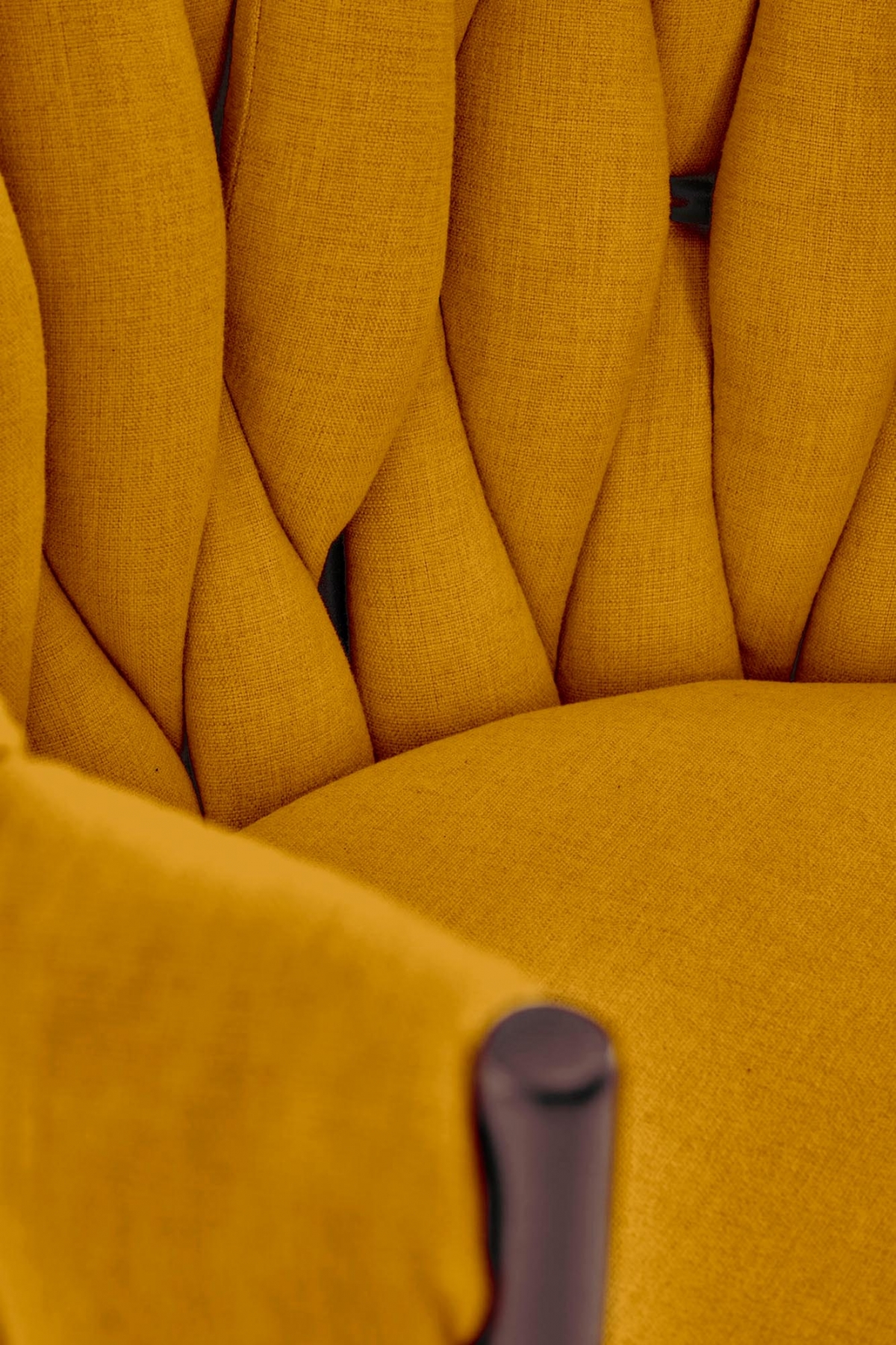 Jedálenské kreslo Verosa - horčicová pletenina Nea 66 / čierna Stolička čalúnená Verosa - horčicová plecionka Nea 66 / nožičky čierny