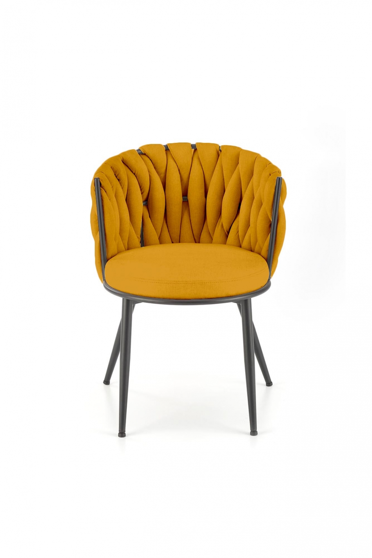 Jedálenské kreslo Verosa - horčicová pletenina Nea 66 / čierna Stolička čalúnená Verosa - horčicová plecionka Nea 66 / nožičky čierny