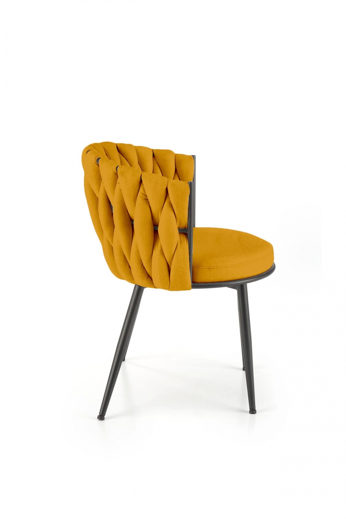 Jedálenské kreslo Verosa - horčicová pletenina Nea 66 / čierna Stolička čalúnená Verosa - horčicová plecionka Nea 66 / nožičky čierny