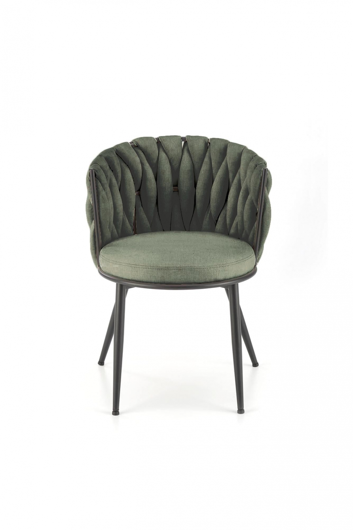 Jedálenské kreslo Verosa - olivová pletenina Nea 73 / čierna Stolička čalúnená Verosa - oliwkowa plecionka Nea 73 / nožičky čierny