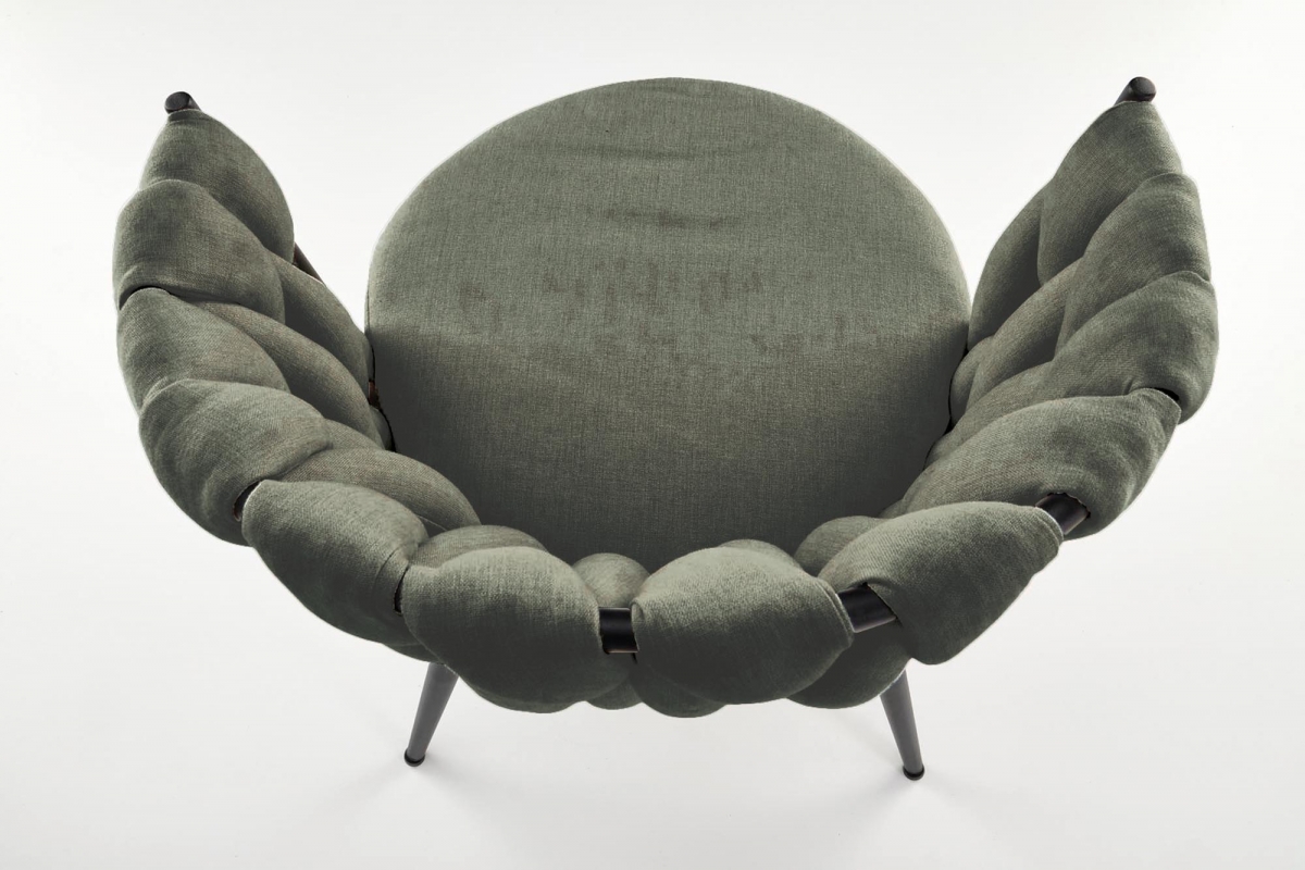 Jedálenské kreslo Verosa - olivová pletenina Nea 73 / čierna Stolička čalúnená Verosa - oliwkowa plecionka Nea 73 / nožičky čierny